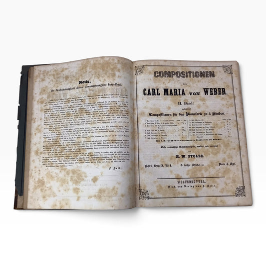 Weber’s Works for Pianoforte Volume 2 – Antique German Piano Music Sheet Book