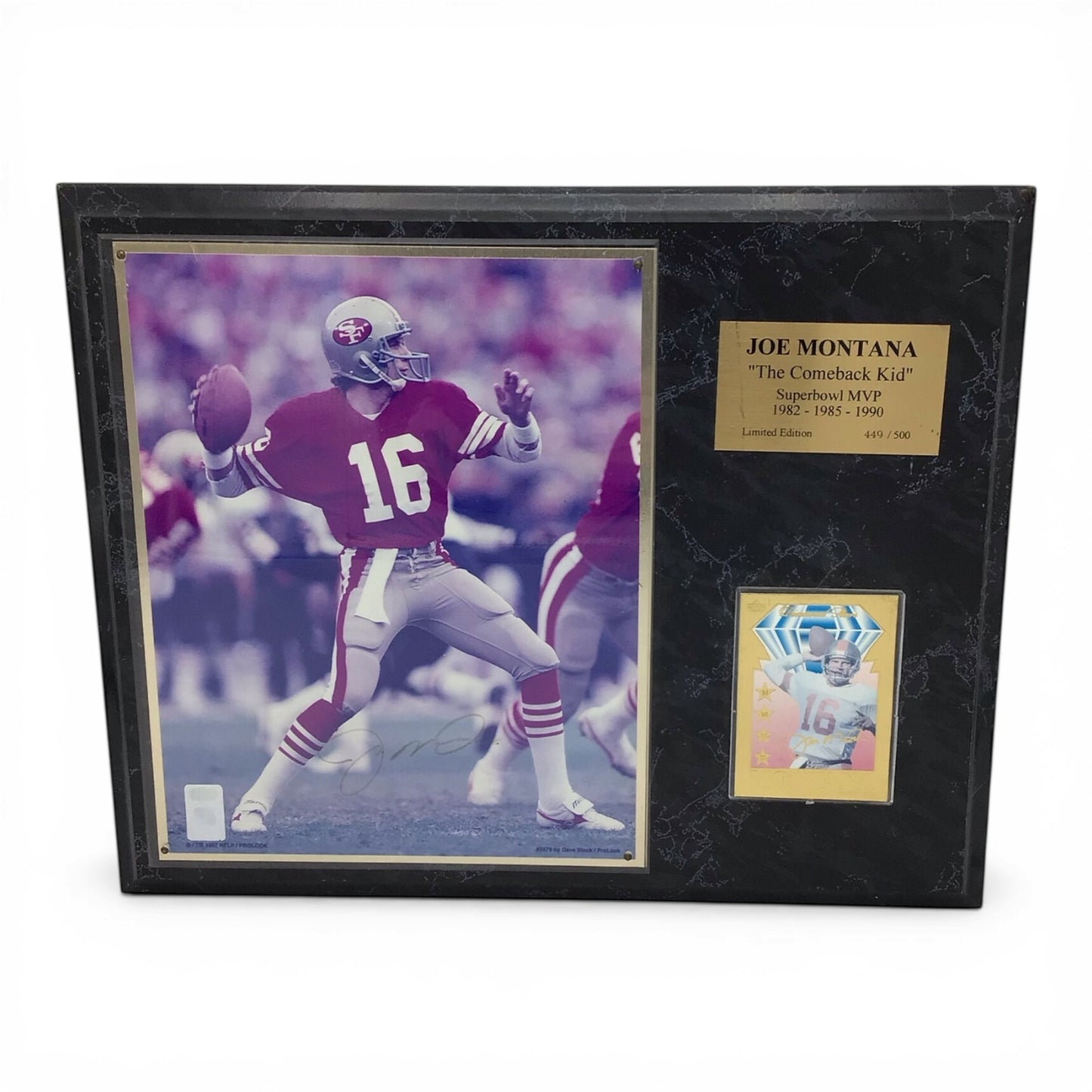 Joe Montana Commemorative Signed Photo Plaque - Limited Edition 449/500