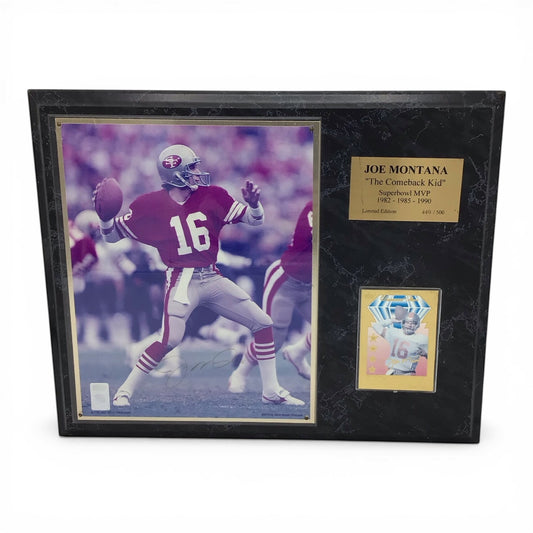 Joe Montana Commemorative Signed Photo Plaque - Limited Edition 449/500