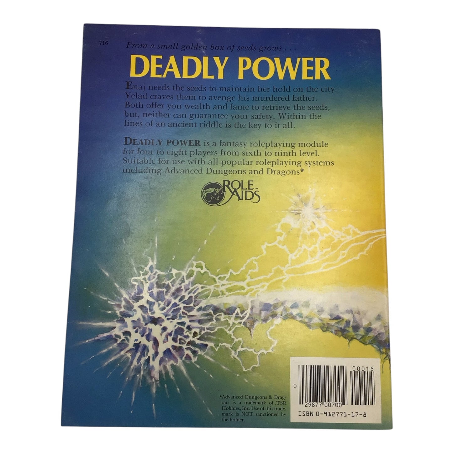 Advanced Dungeons & Dragons Role Aids Deadly Power (1984)