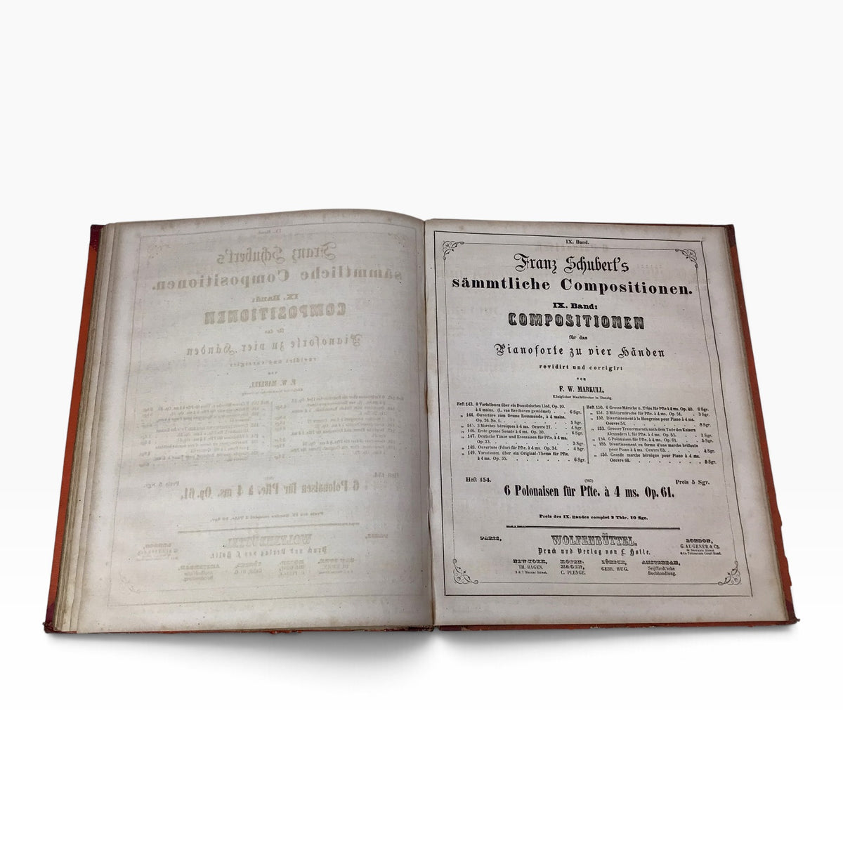 Franz Schubert Complete Compositions Piano Four Hands 1 Volume 9 – Antique German Piano Music Sheet Book