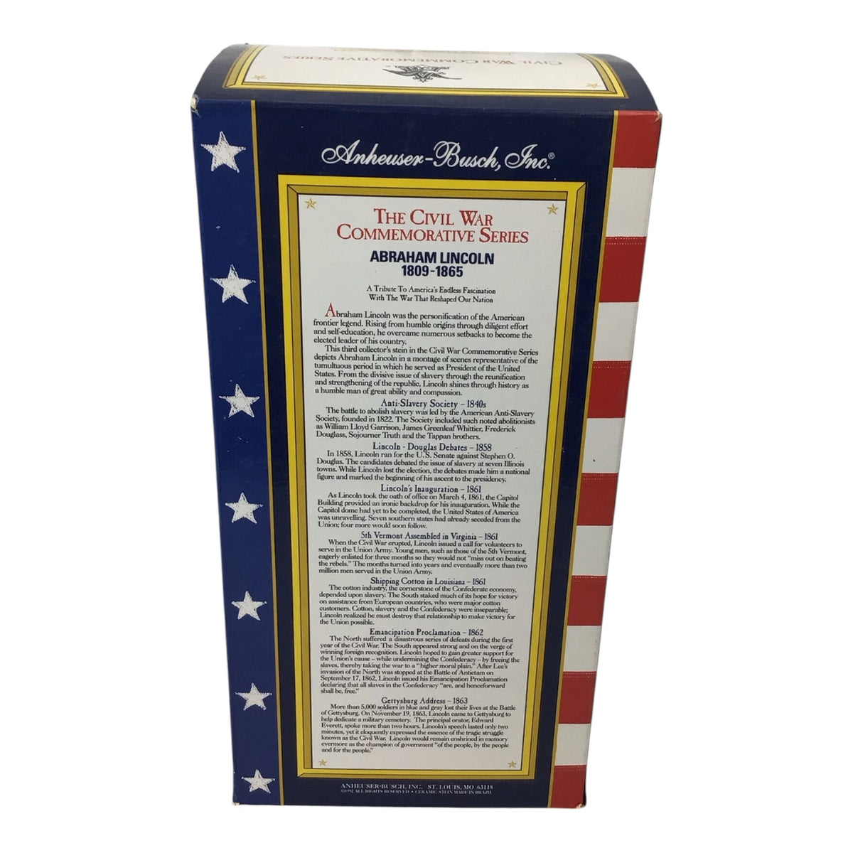 Anheuser-Busch Civil War Commemorative Series - Abraham Lincoln Stein