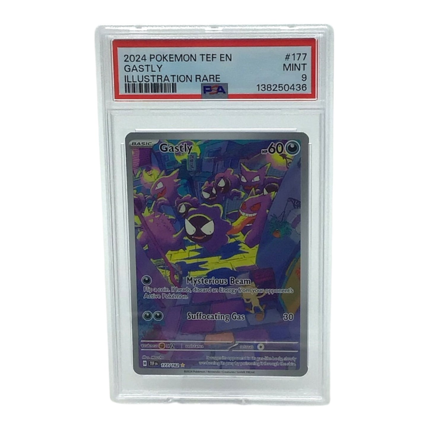 2024 Pokemon TEF EN Gastly Illustration Rare #177 - PSA 9