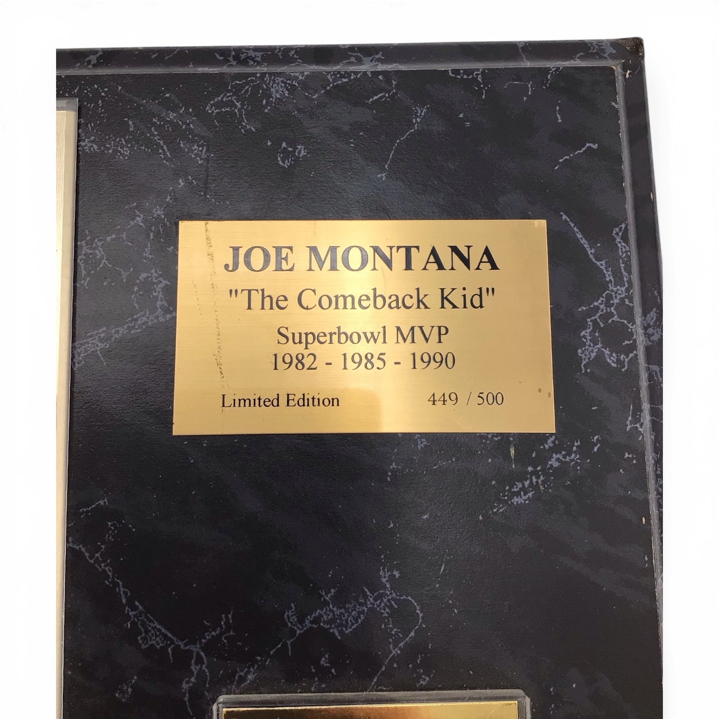 Joe Montana Commemorative Signed Photo Plaque - Limited Edition 449/500