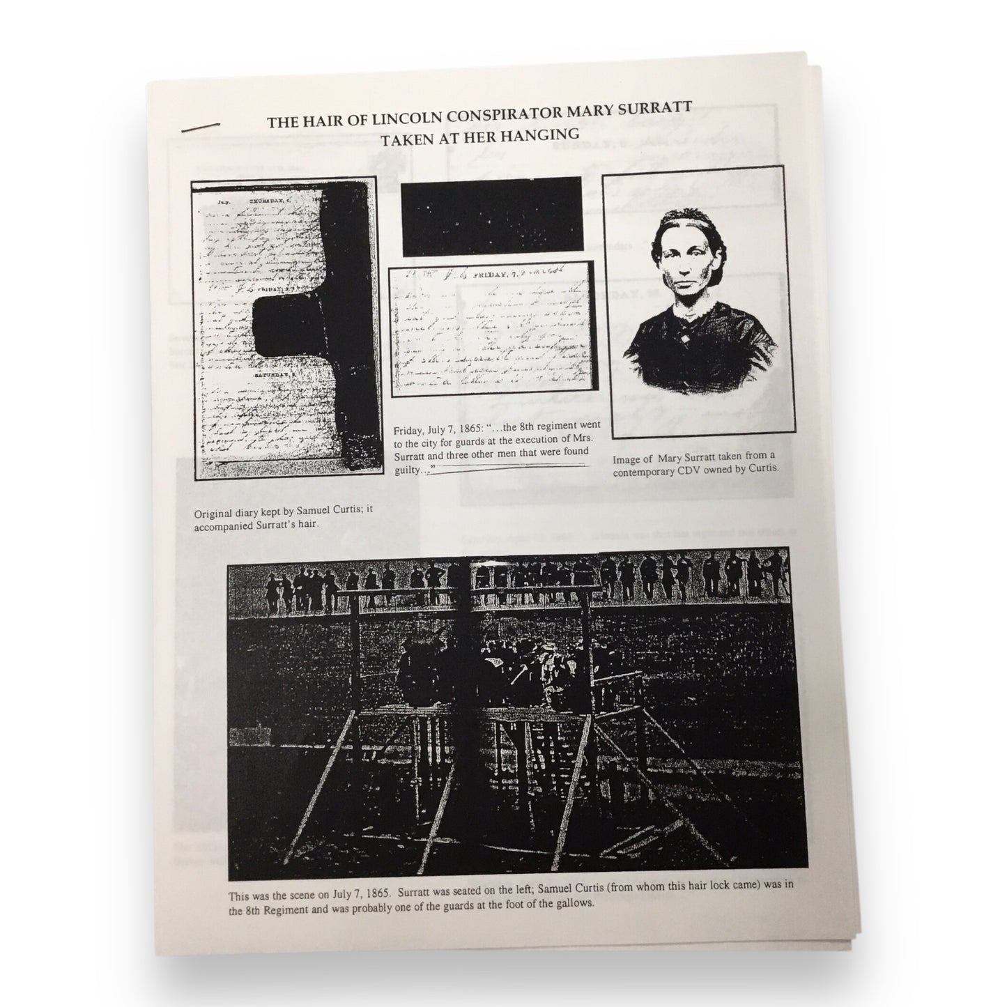 Mary Surratt Hair Clipping with COA