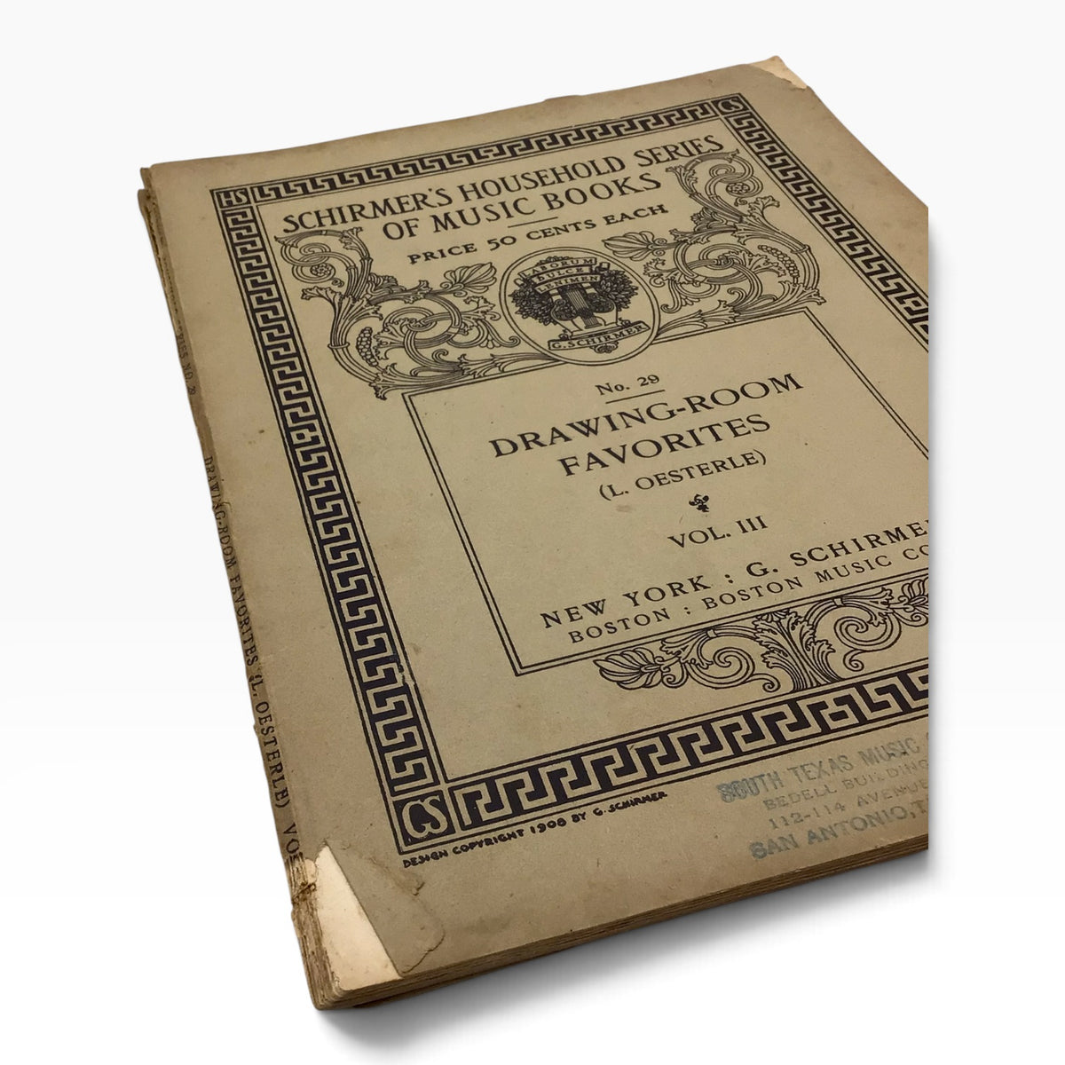 Schirmer's Household Series of Music Books No. 29 – Drawing-Room Favorites Vol. III – 1908