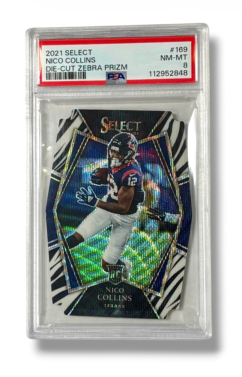 2021 Select Die-Cut Zebra Prizm Nico Collins Rookie RC Pop 3! - 112952848