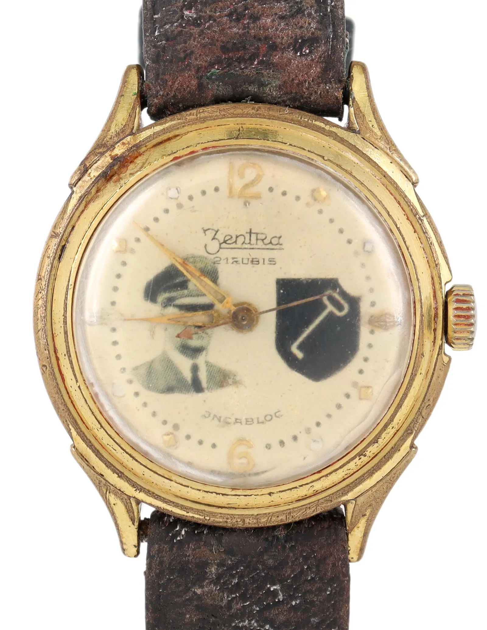 CC#WIW0942 - HITLER PHOTO GERMAN WWII-ERA WRISTWATCH, OPERATING 1st SS Panzer Division Leibstandarte SS Adolf Hitler