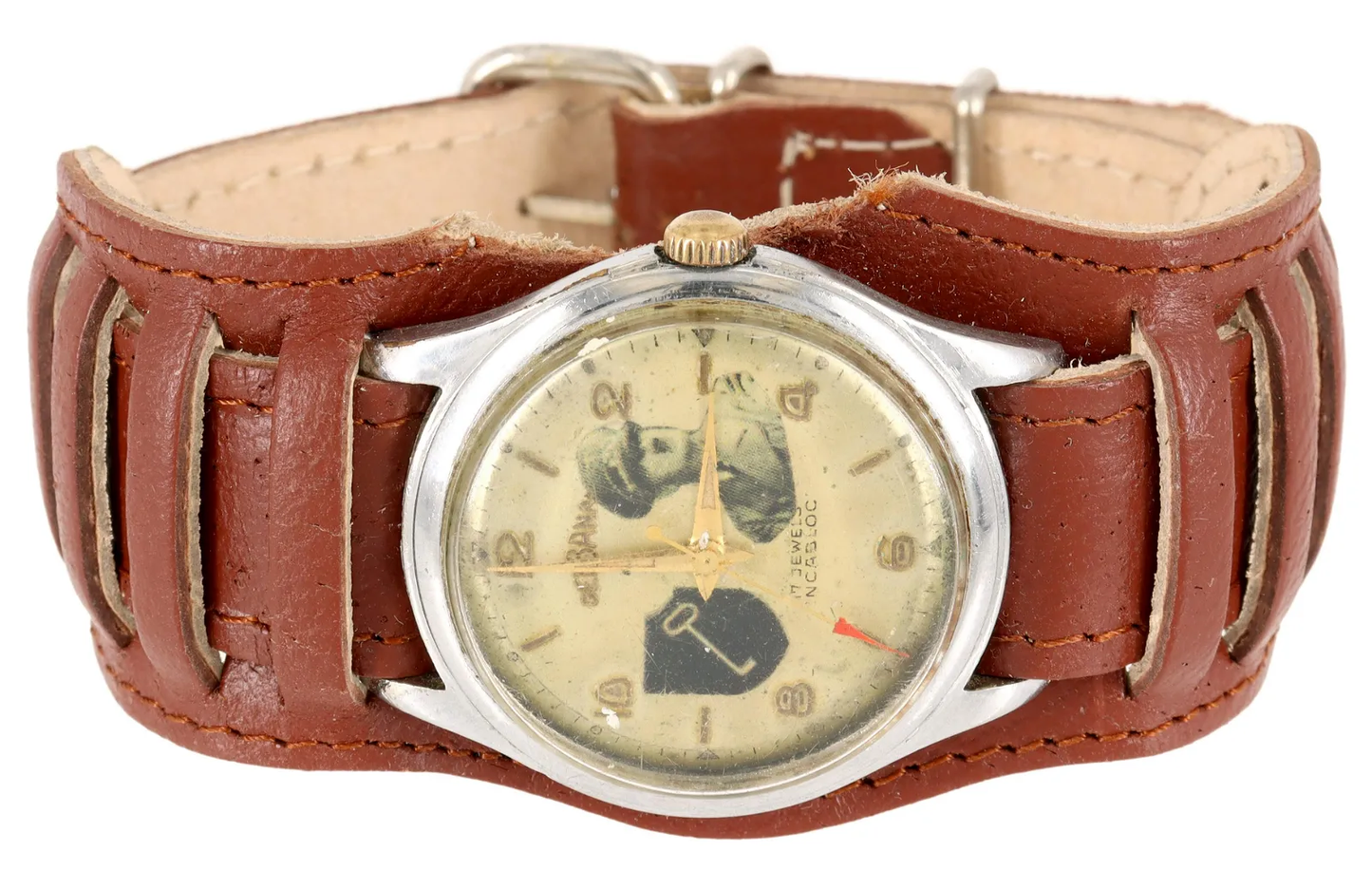 CC#WIW0943 - HITLER PHOTO GERMAN WWII-ERA WRISTWATCH 1st SS Panzer Division Leibstandarte SS Adolf Hitler
