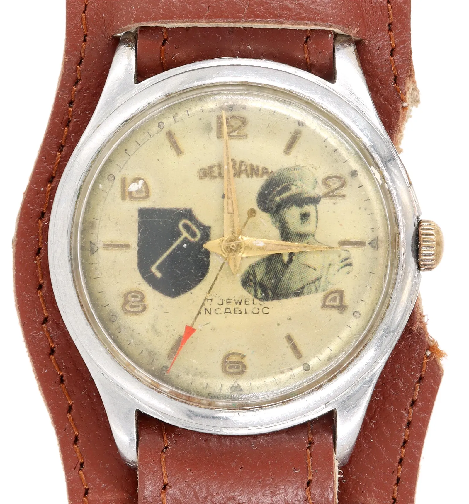 CC#WIW0943 - HITLER PHOTO GERMAN WWII-ERA WRISTWATCH 1st SS Panzer Division Leibstandarte SS Adolf Hitler
