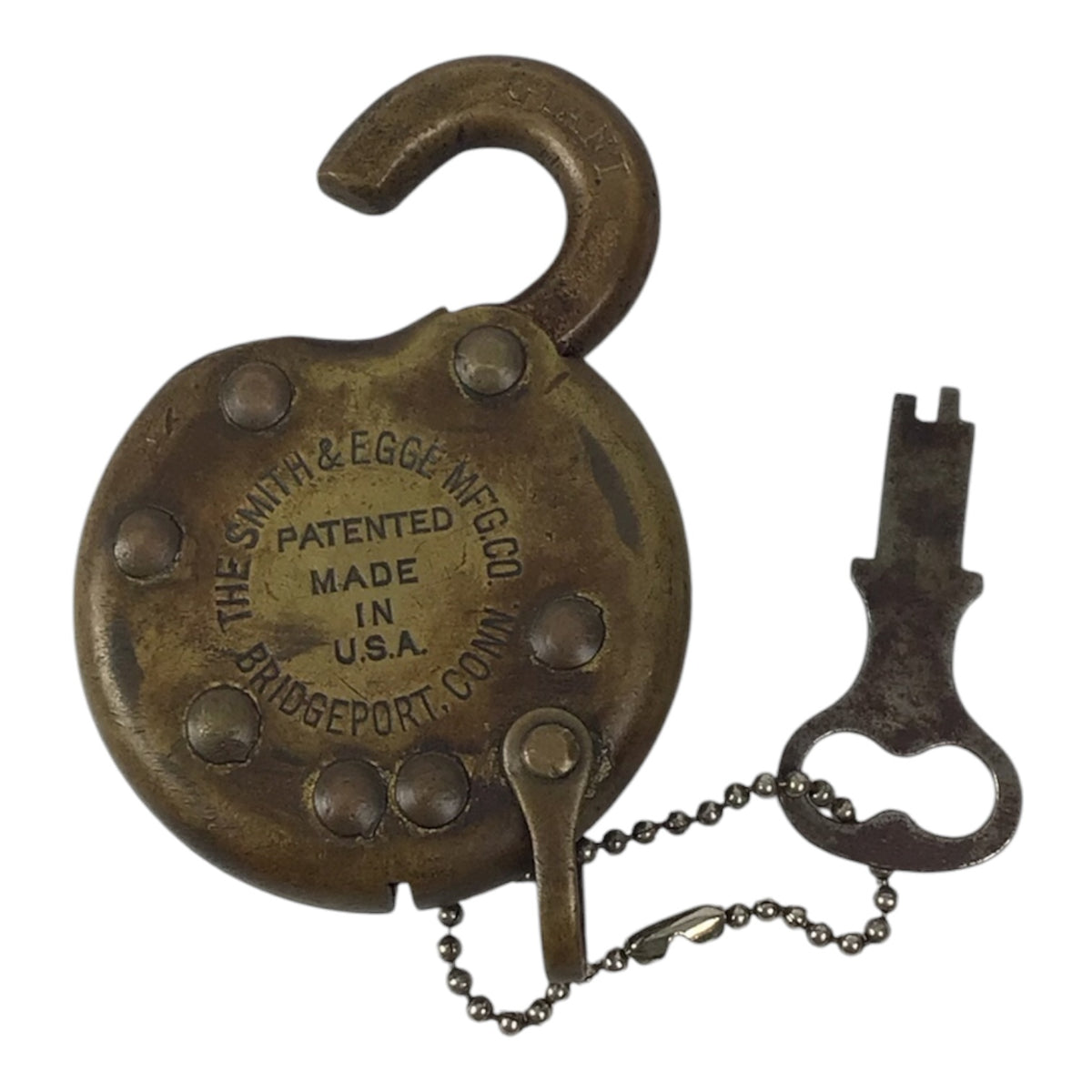 Antique Pancake Lock w/ Key - Smith & Egge Manufacturing Co.