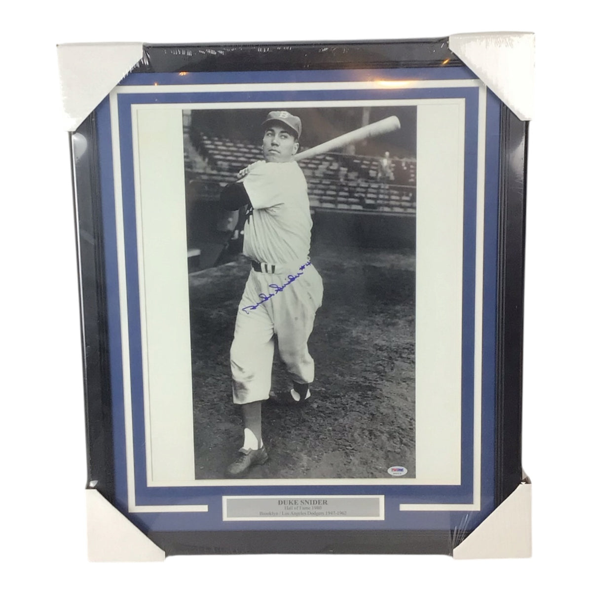 Duke Snider Hall of Fame 1980 LA Dodgers Framed Signed Photo - PSA Certified