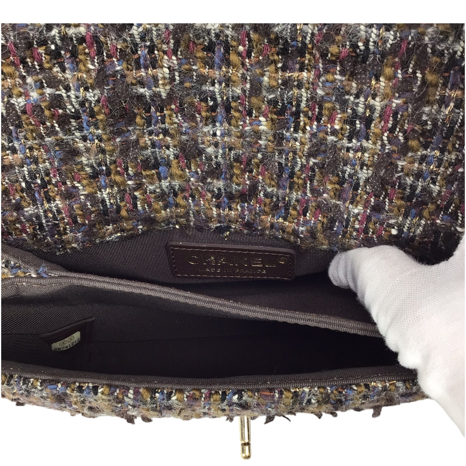 CHANEL Knock on Wood Flap Bag Tweed Multicolor 2018 w/ Card