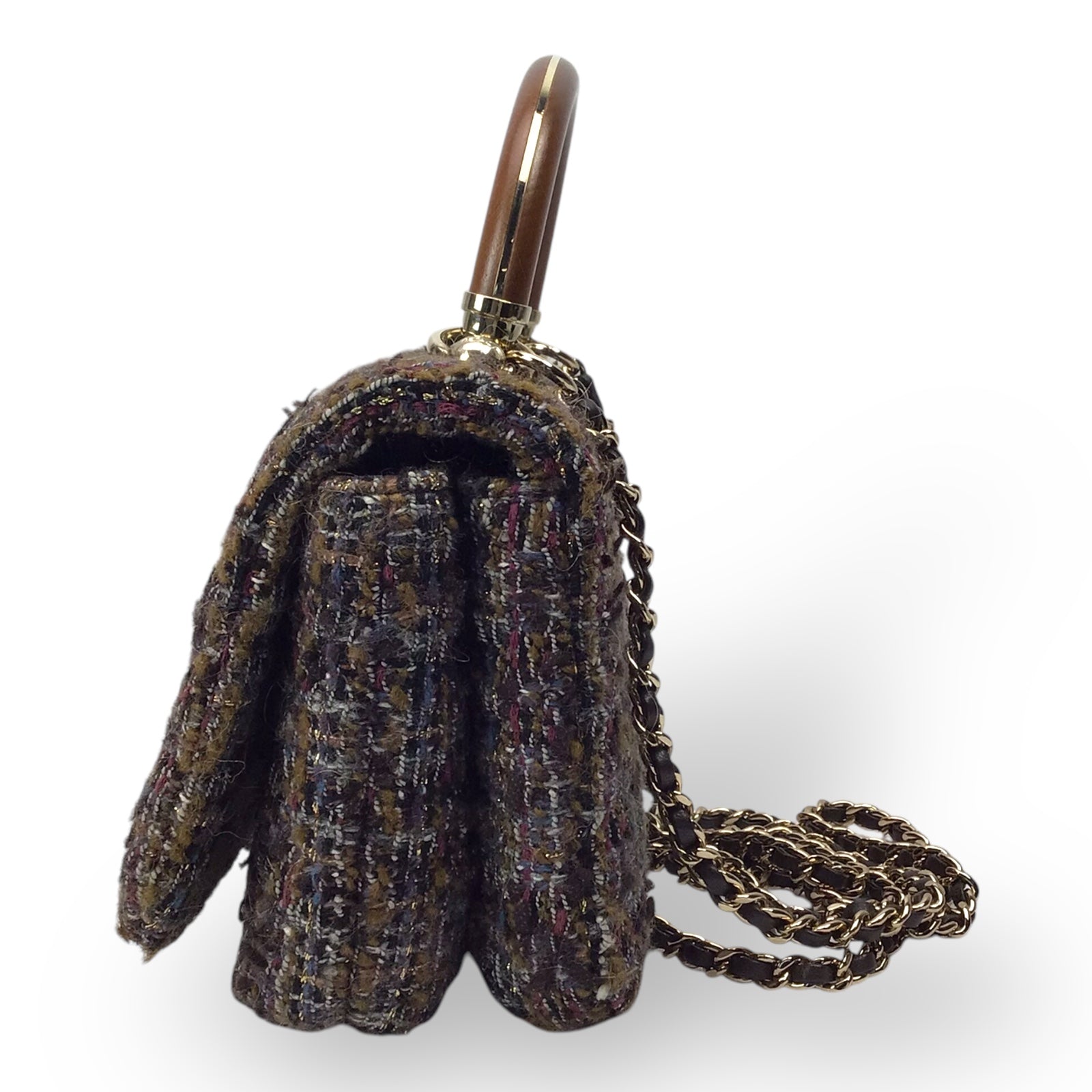 CHANEL Knock on Wood Flap Bag Tweed Multicolor 2018 w/ Card