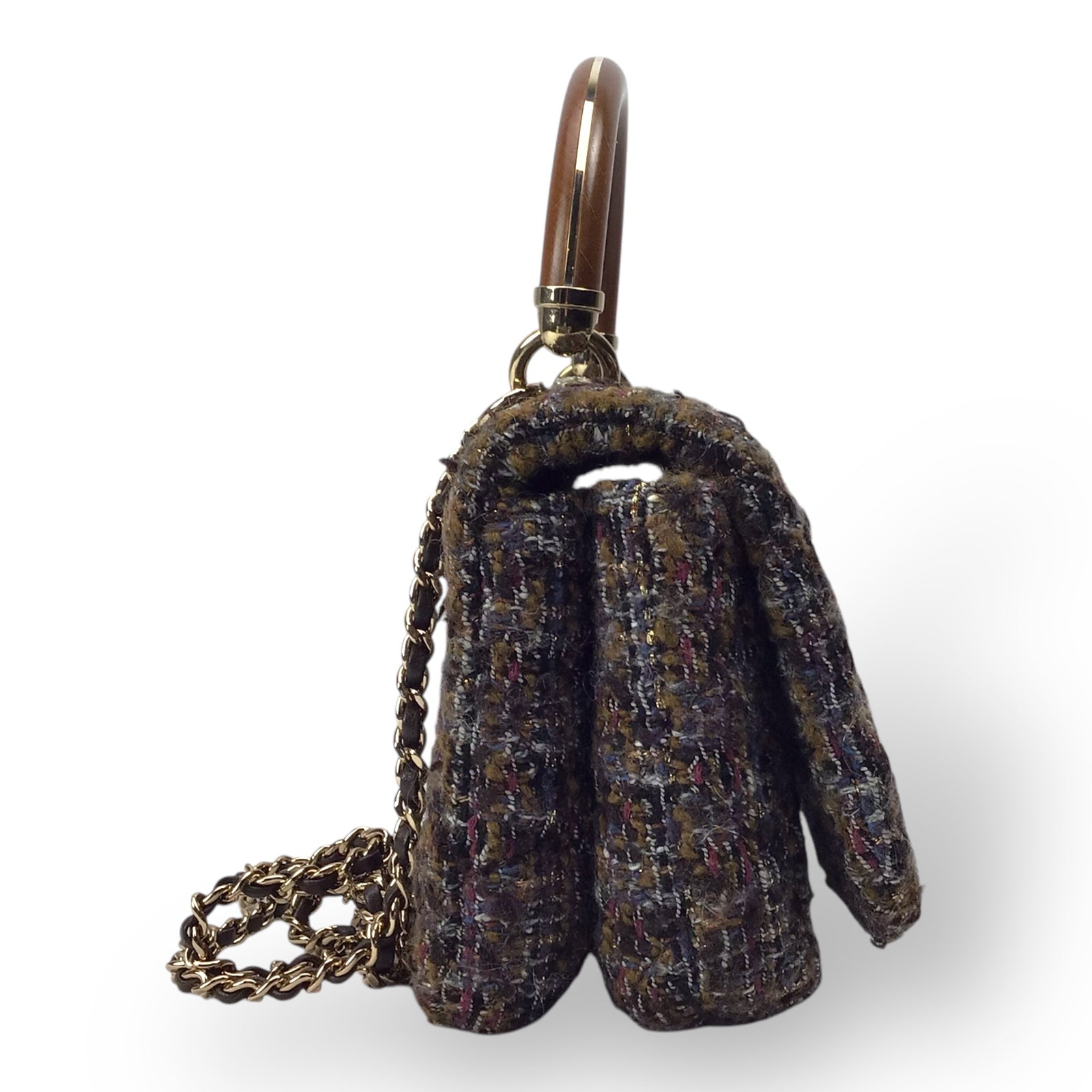 CHANEL Knock on Wood Flap Bag Tweed Multicolor 2018 w/ Card
