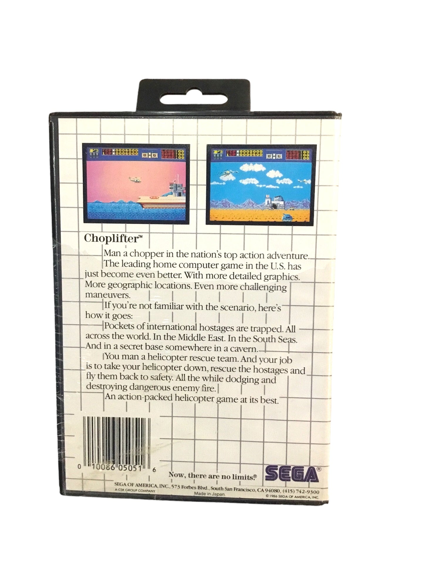 CHOPLIFTER for Sega Master System Complete w/Hang Tab! US Version! Authentic Sealed