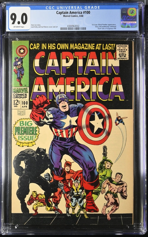 Captain America #100 - Marvel 1968 - CGC 9.0 - Black Panther appearance