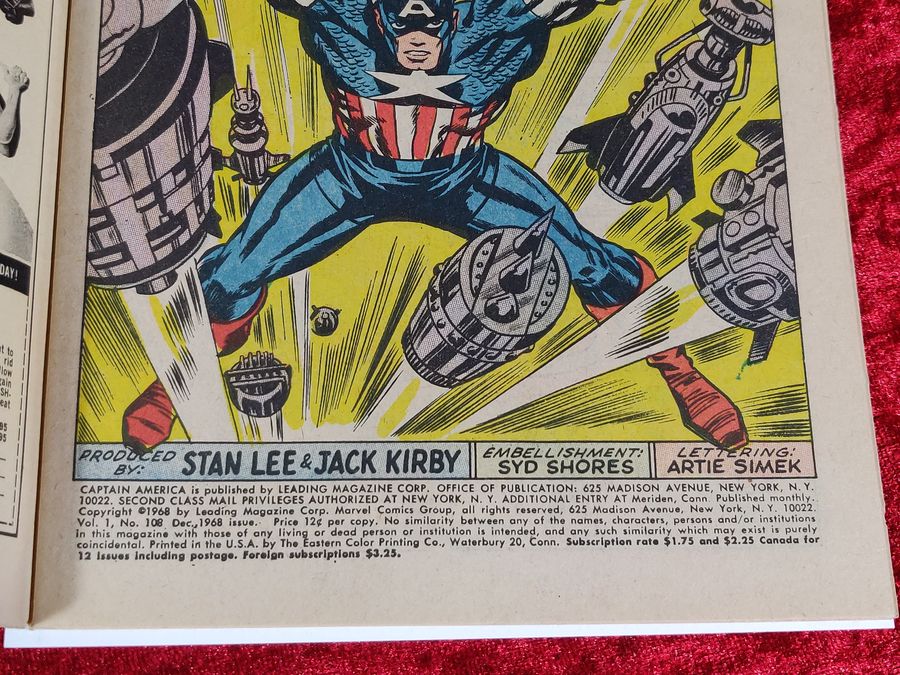 Captain America #108- Stan Lee & Jack Kirby - Marvel 1968