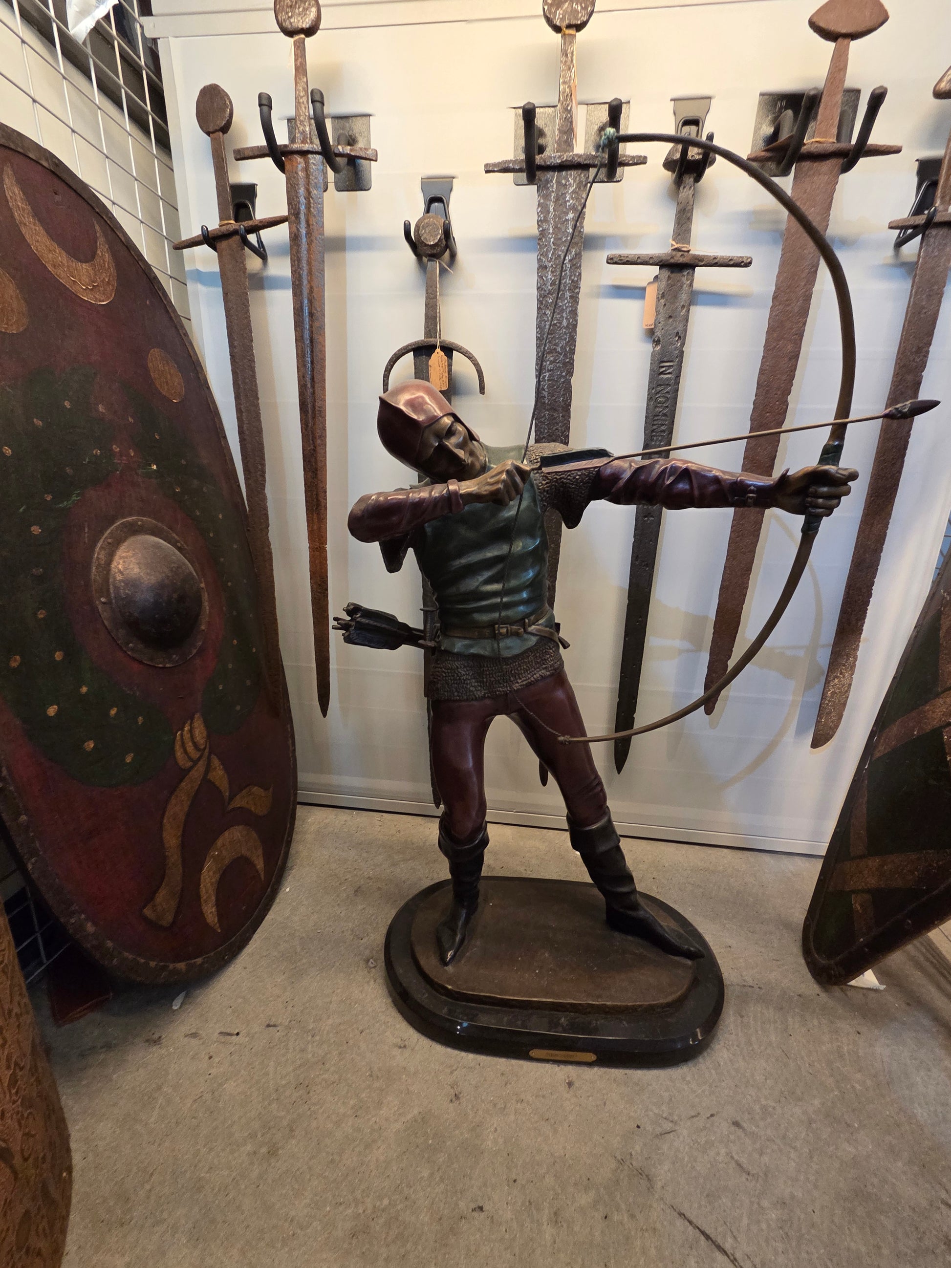 Cast Bronze Statue of Archer 19thC on Base