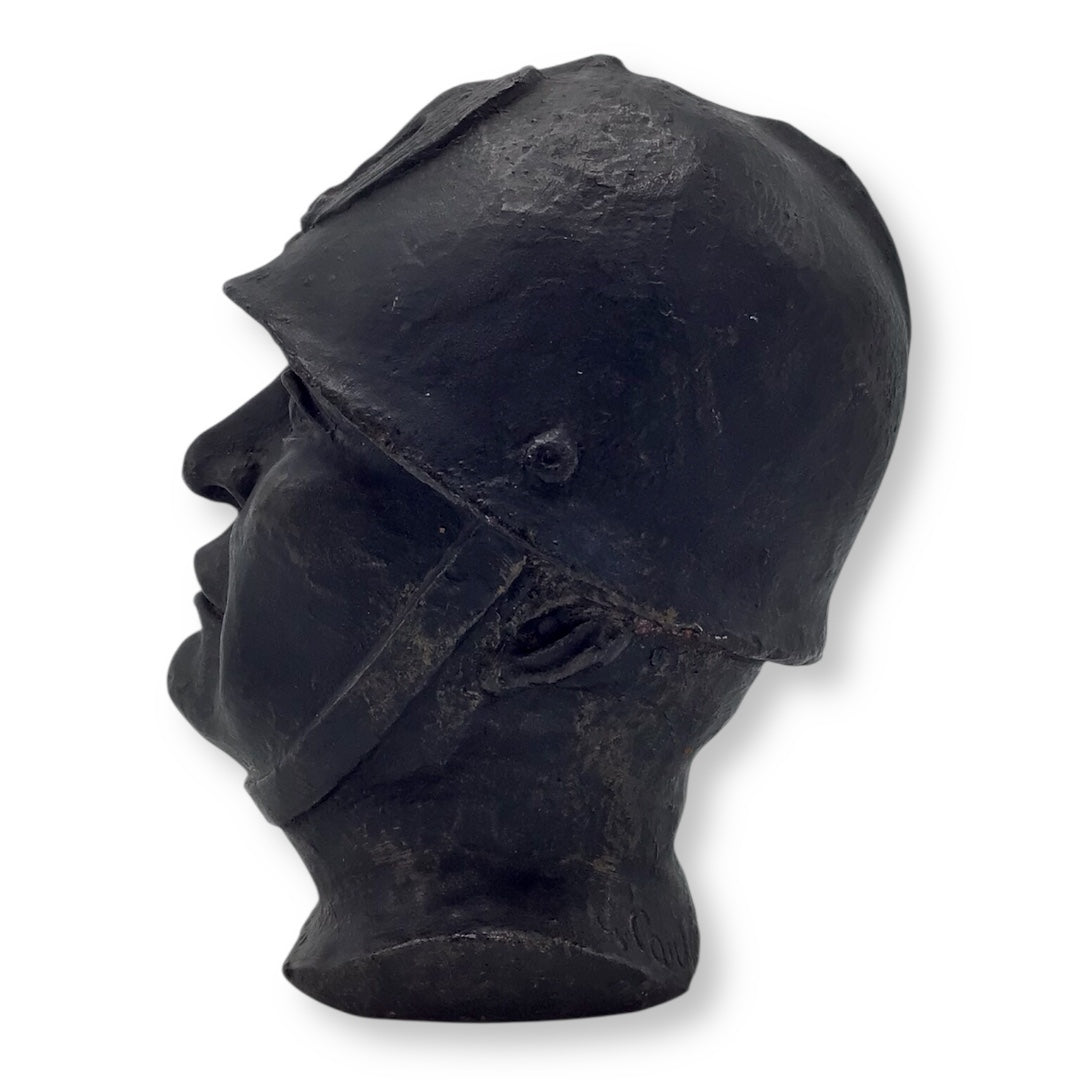 Cast Iron Bust of Benito Mussolini – RARE Italian WWII-Era Sculpture