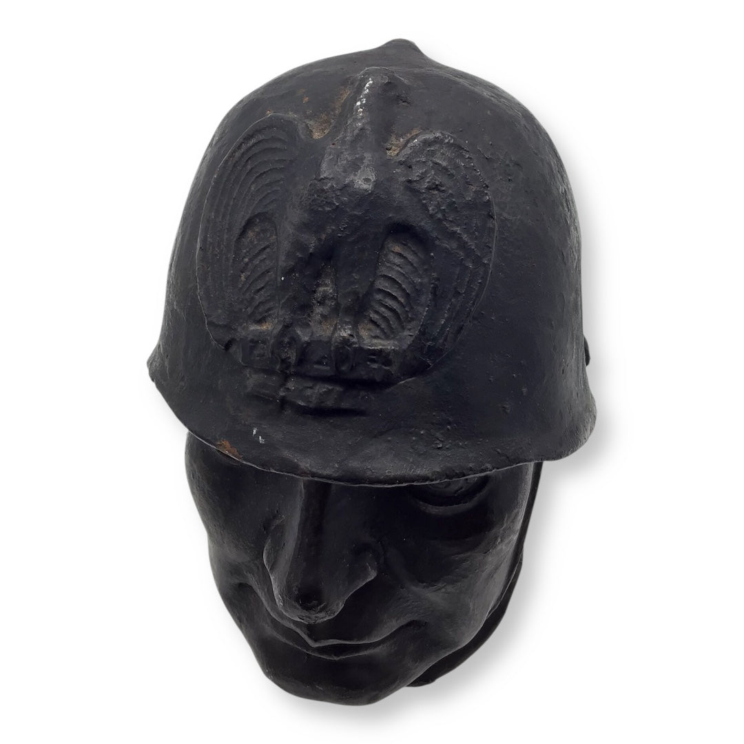 Cast Iron Bust of Benito Mussolini – RARE Italian WWII-Era Sculpture