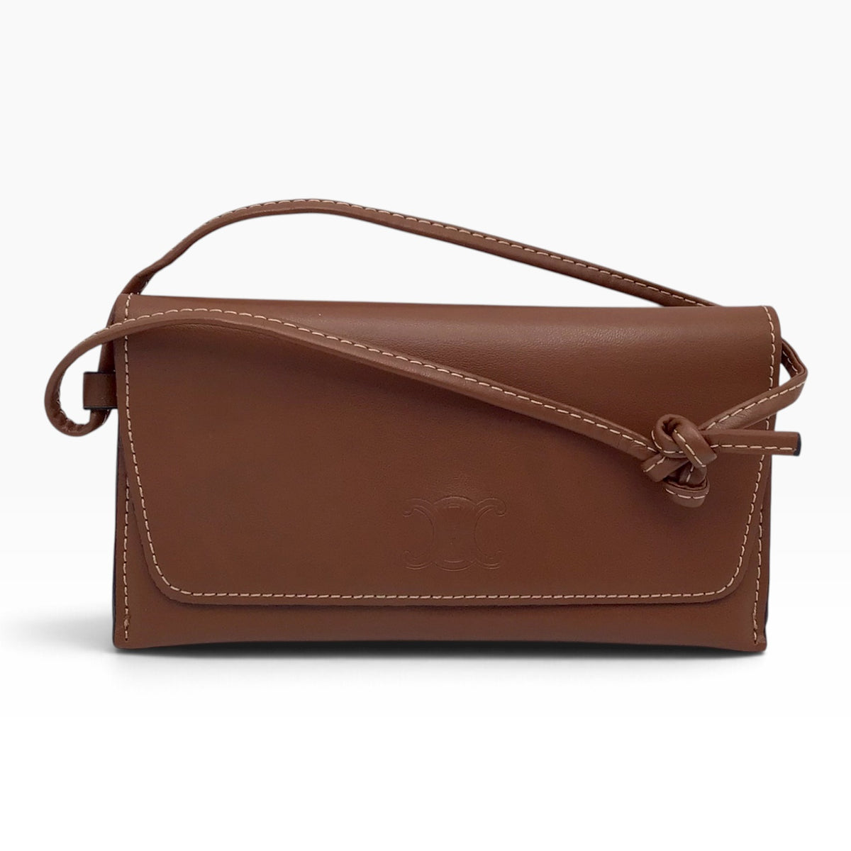 Celine Authentic Sunglasses Case Wristlet Brown Leather Logo