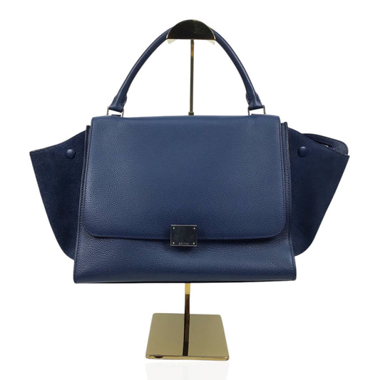 Celine Blue Leather and Suede Trapeze Small Handbag