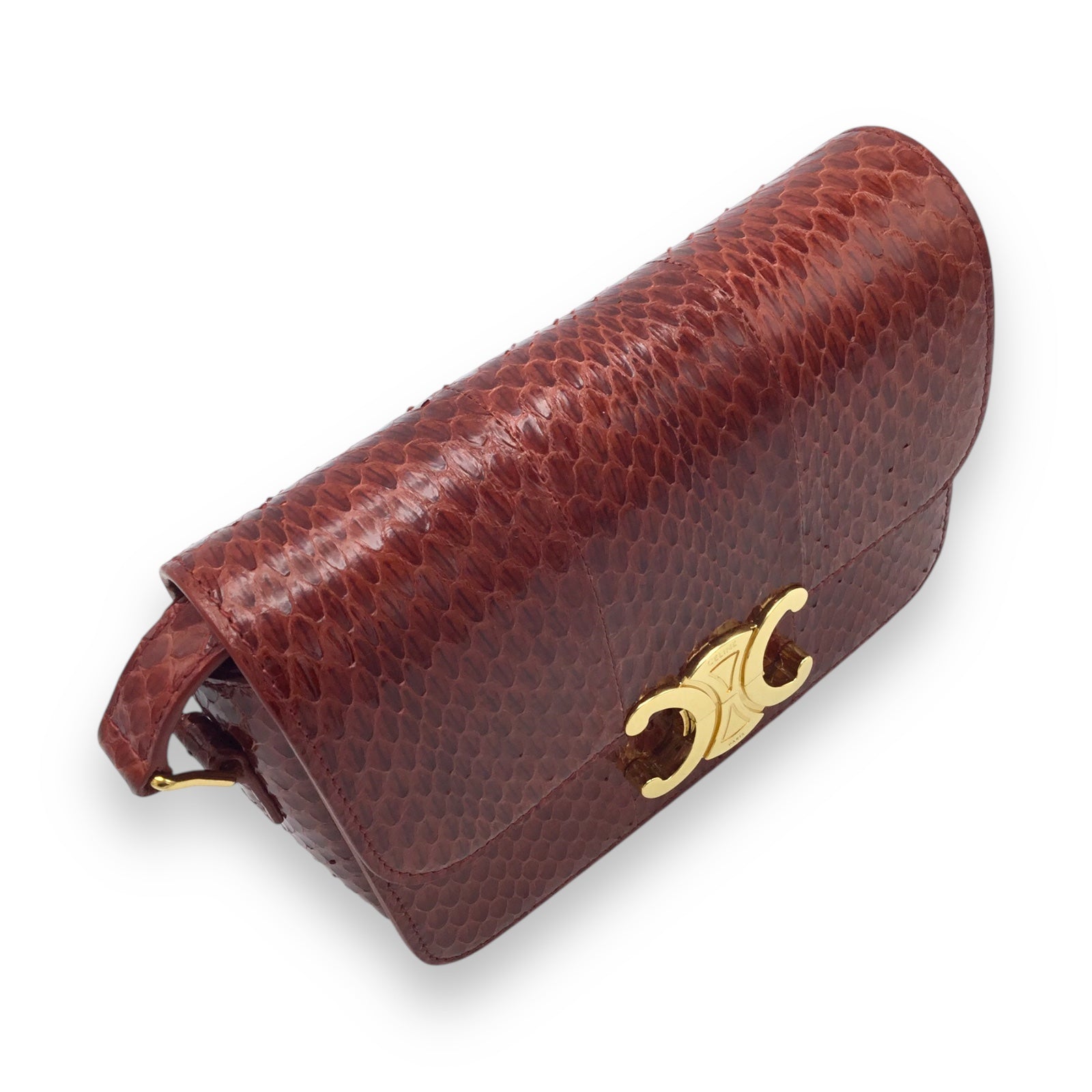 Celine Teen Triomphe Bag Designer Handbag Ruby Red w/ Gold Hardware
