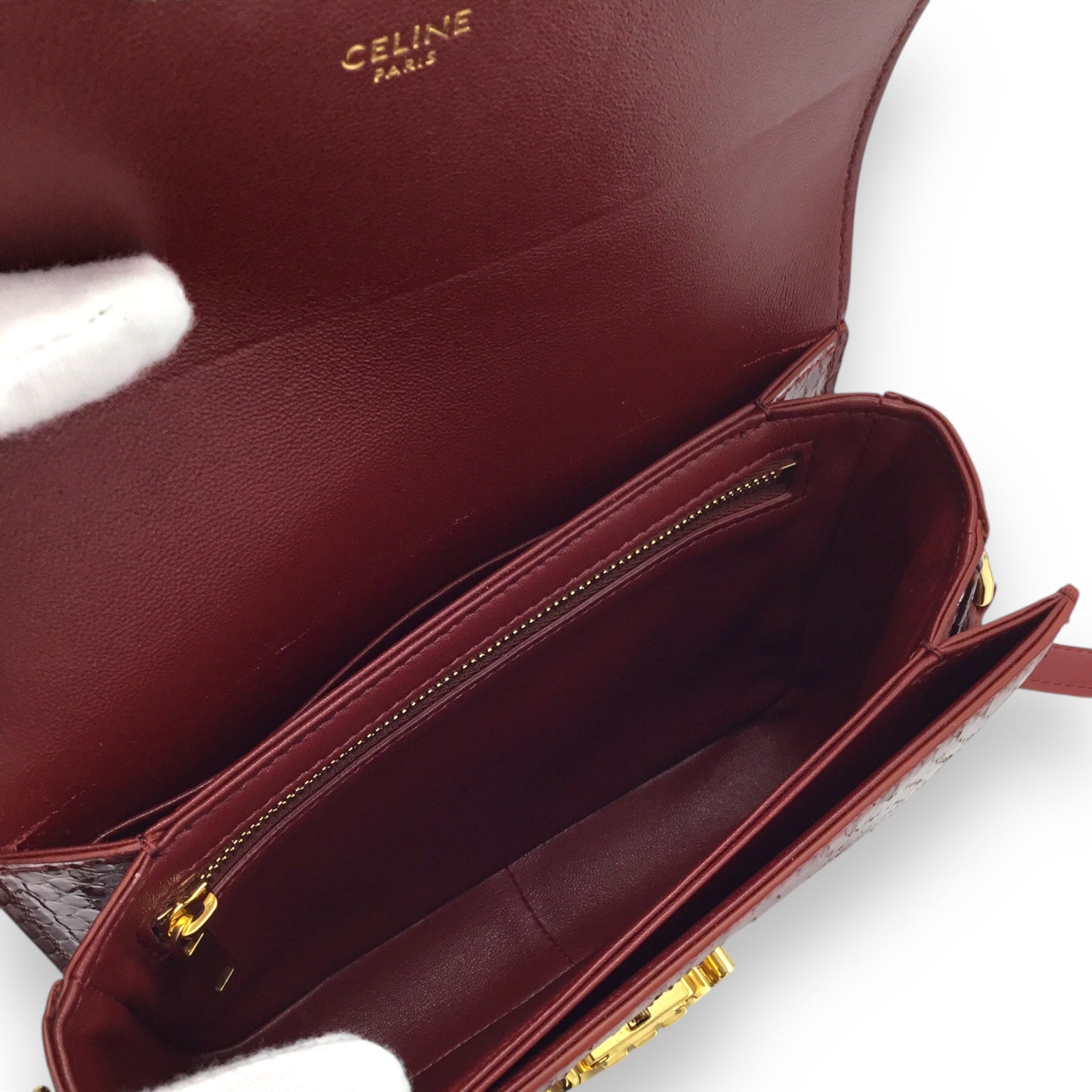 Celine Teen Triomphe Bag Designer Handbag Ruby Red w/ Gold Hardware
