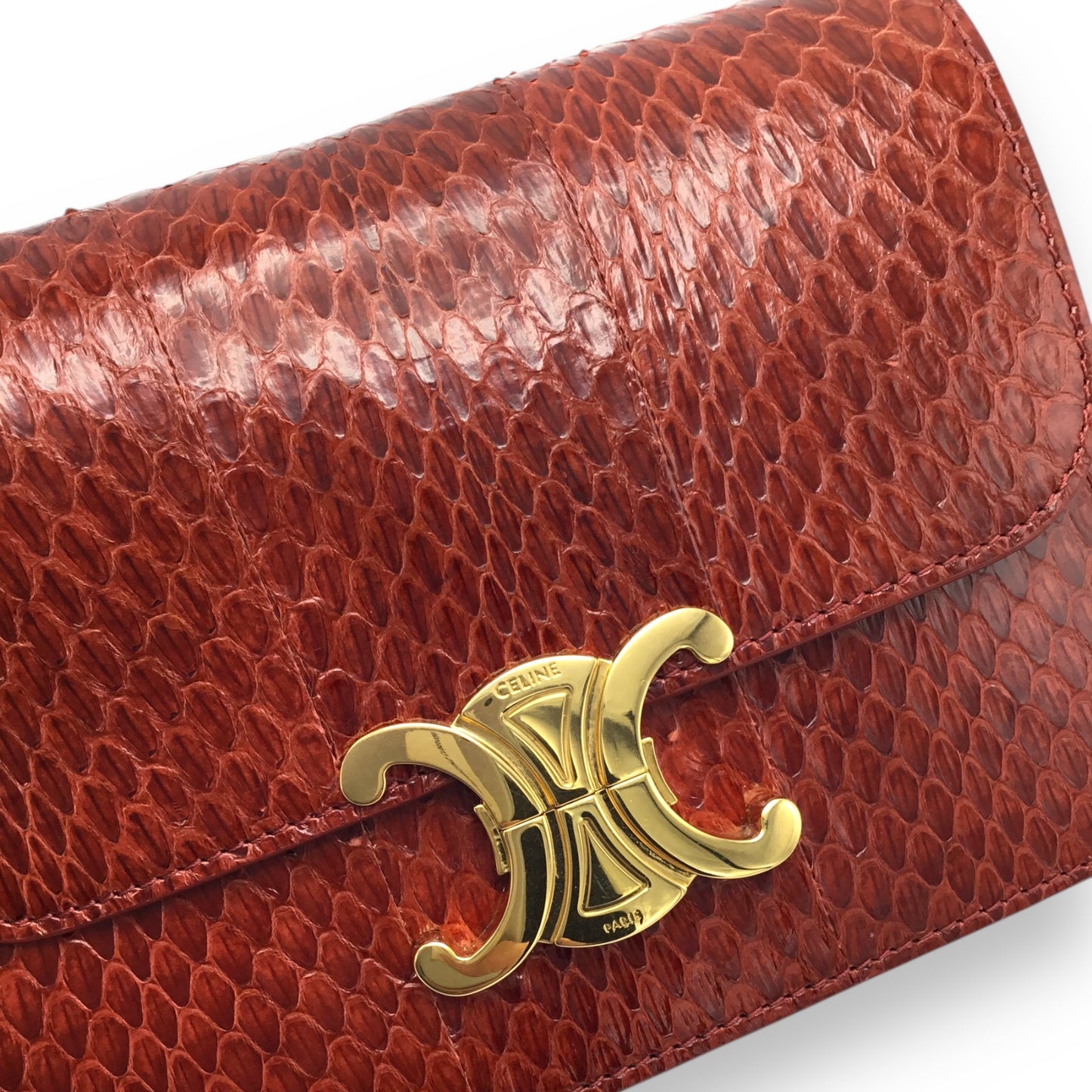 Celine Teen Triomphe Bag Designer Handbag Ruby Red w/ Gold Hardware