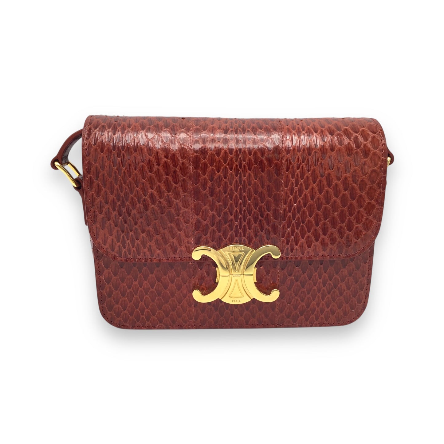 Celine Teen Triomphe Bag Designer Handbag Ruby Red w/ Gold Hardware