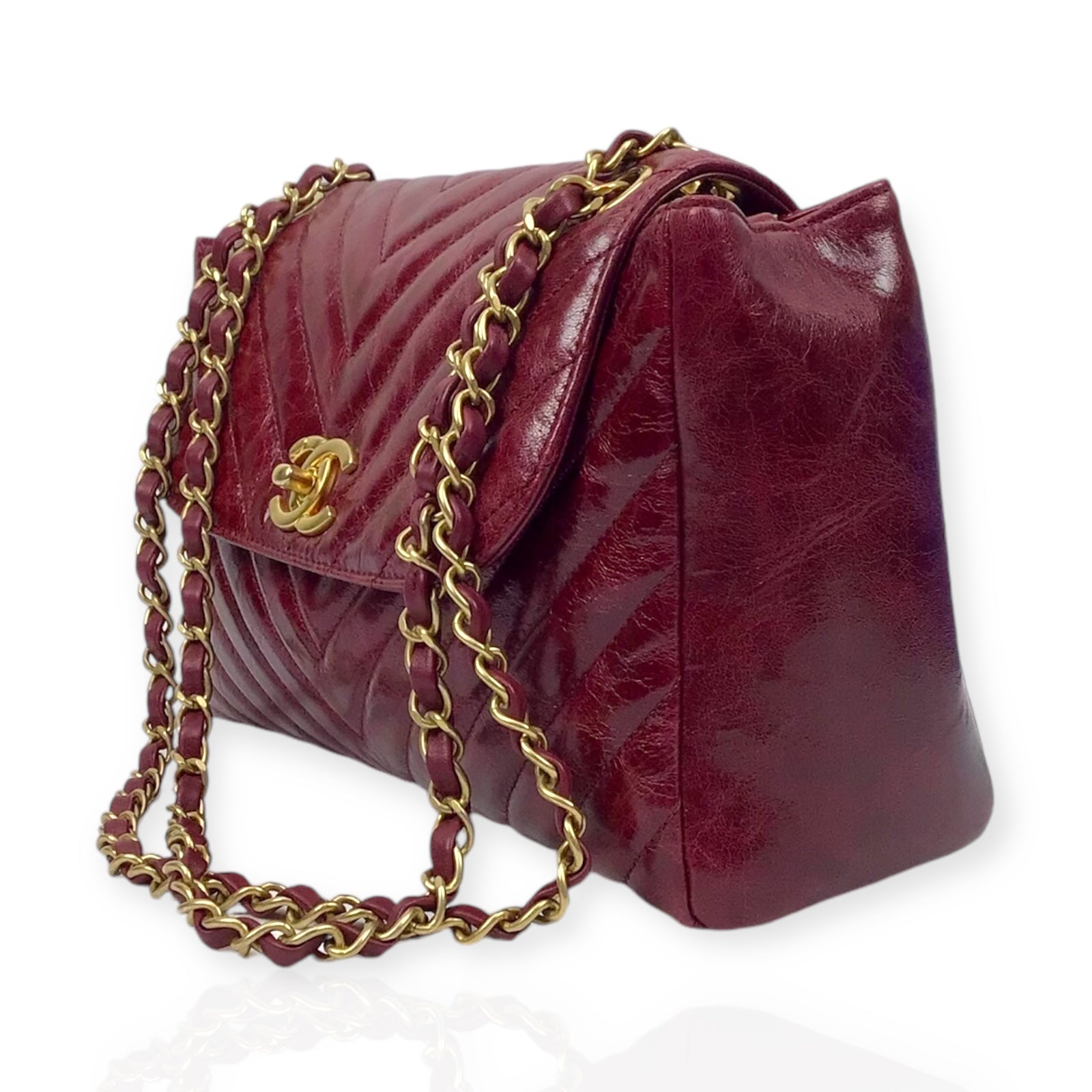 Chanel Burgundy Flap Bag - Classic Double Chain in Luxe Burgundy Leather