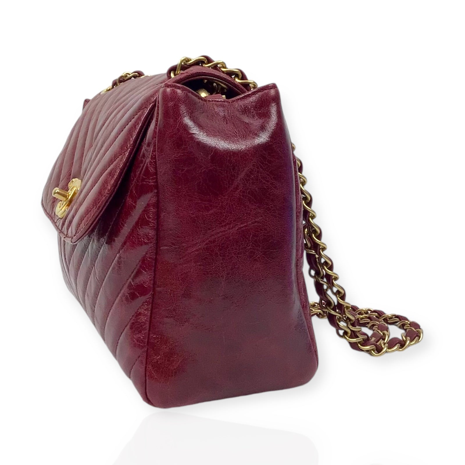 Chanel Burgundy Flap Bag - Classic Double Chain in Luxe Burgundy Leather