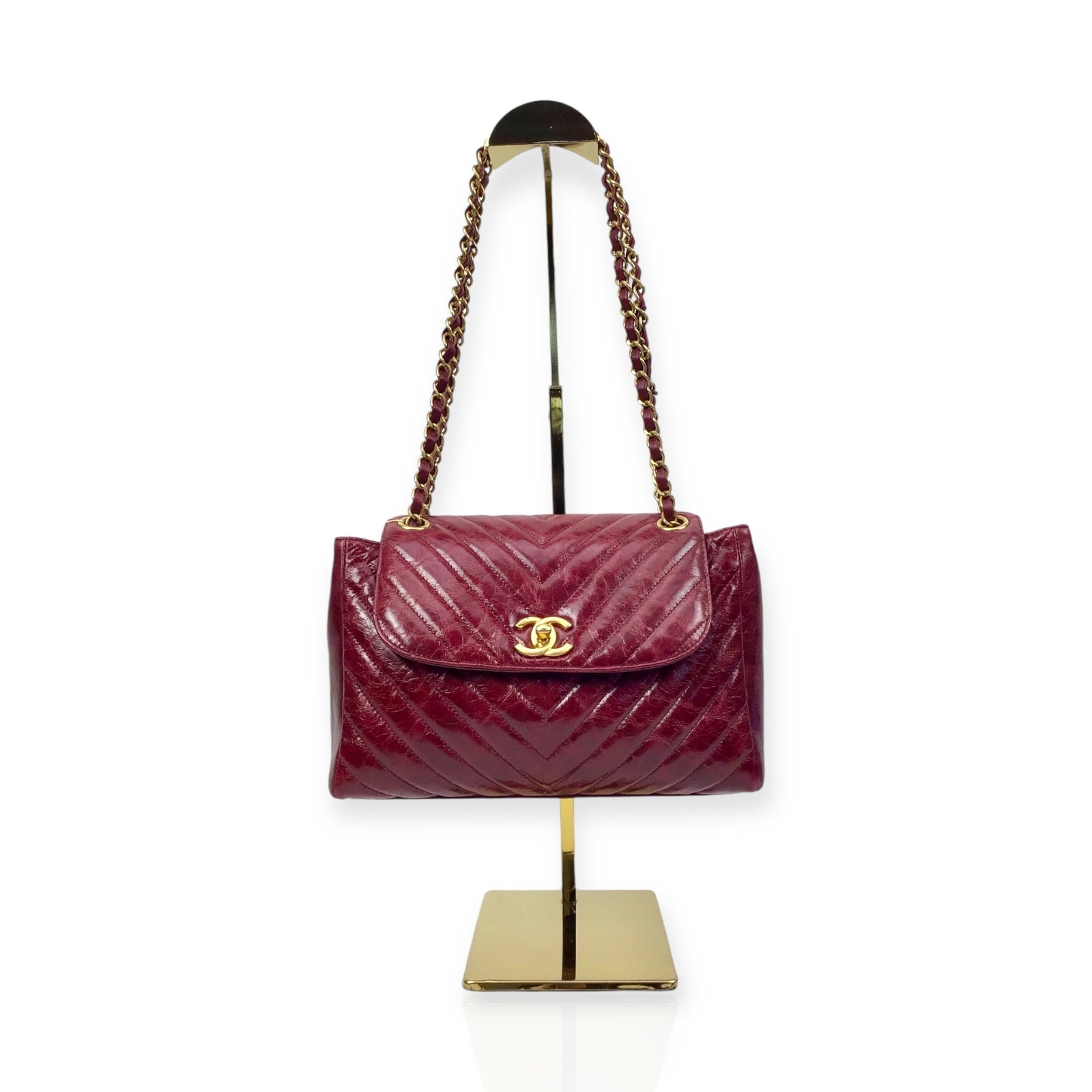 Chanel Burgundy Flap Bag - Classic Double Chain in Luxe Burgundy Leather