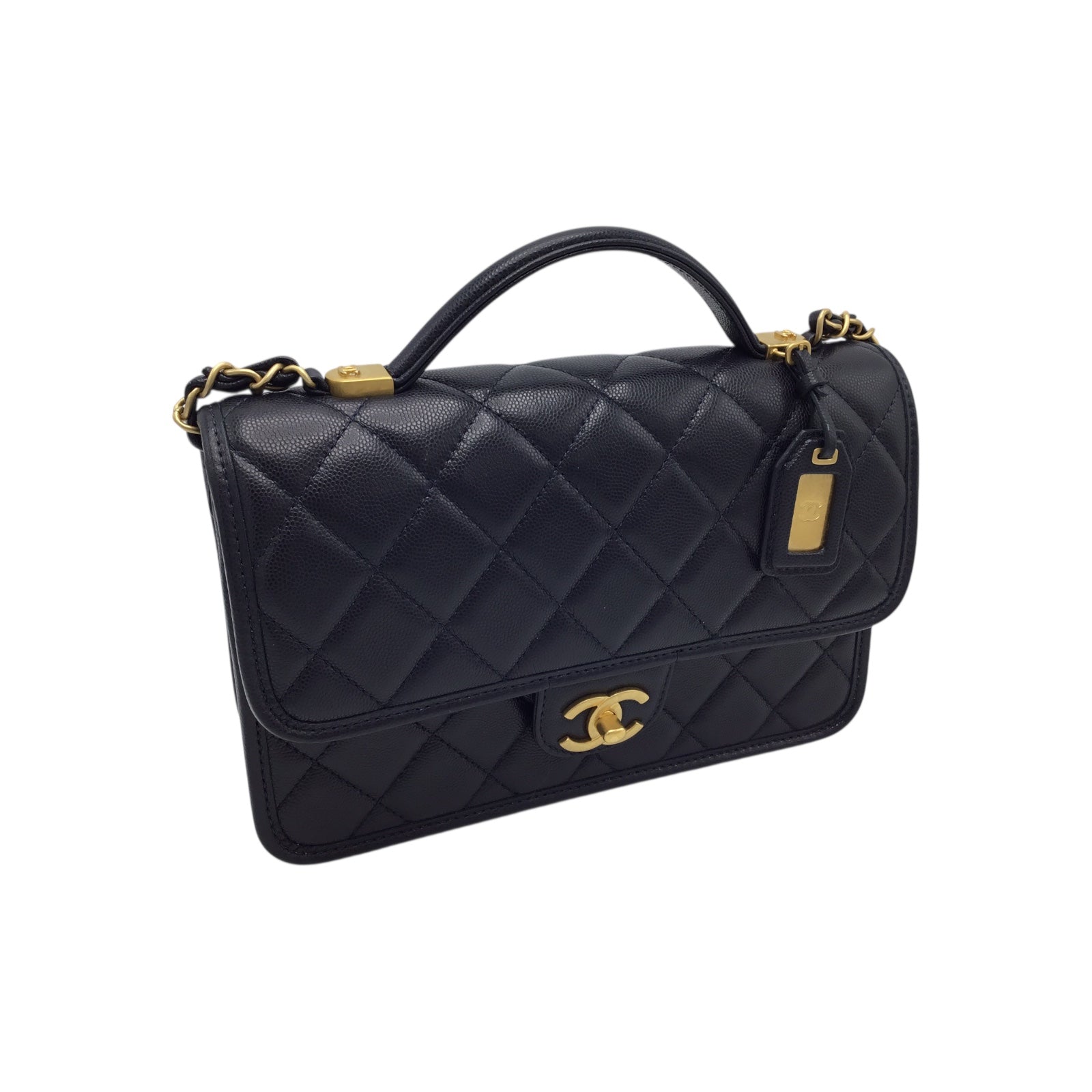 Chanel Flap Bag Dark Blue Caviar Leather w/ Gold Hardware
