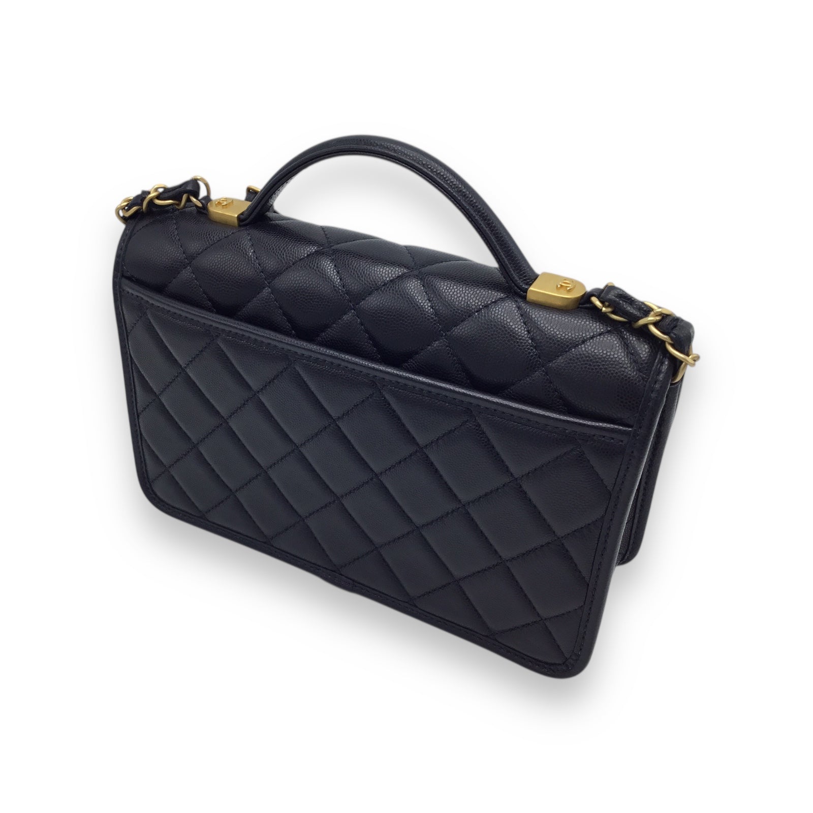 Chanel Flap Bag Dark Blue Caviar Leather w/ Gold Hardware
