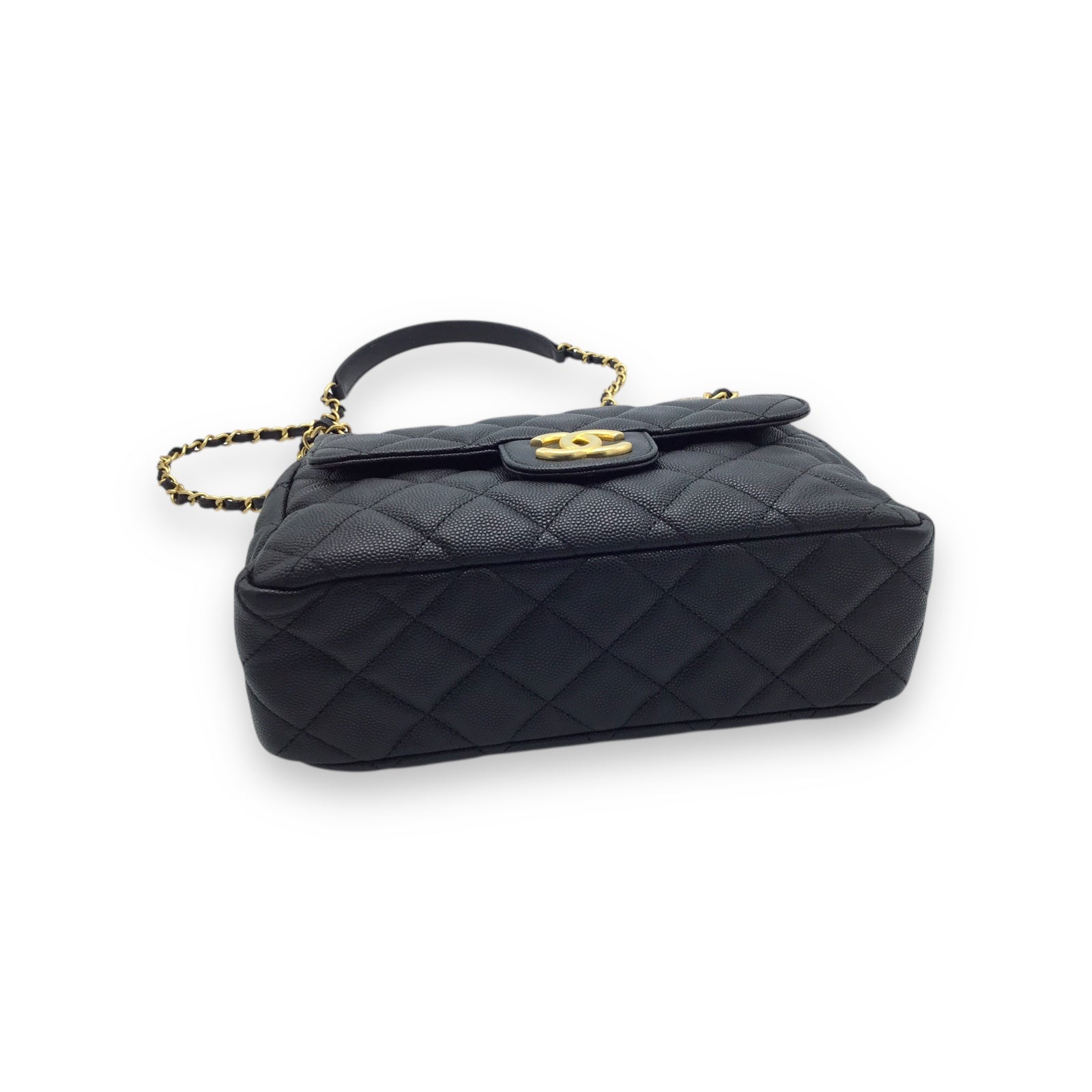 Chanel Hobo Handbag Black Caviar Leather & Gold-Toned Hardware