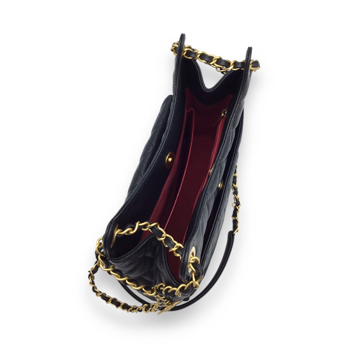 Chanel Hobo Handbag Black Caviar Leather & Gold-Toned Hardware