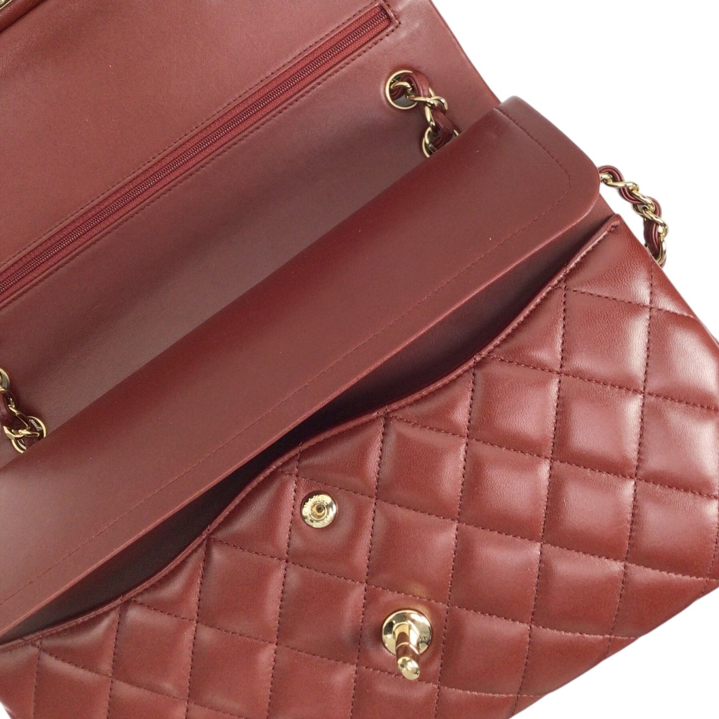 Chanel Jumbo Double Flap in Burgundy Lambskin Leather