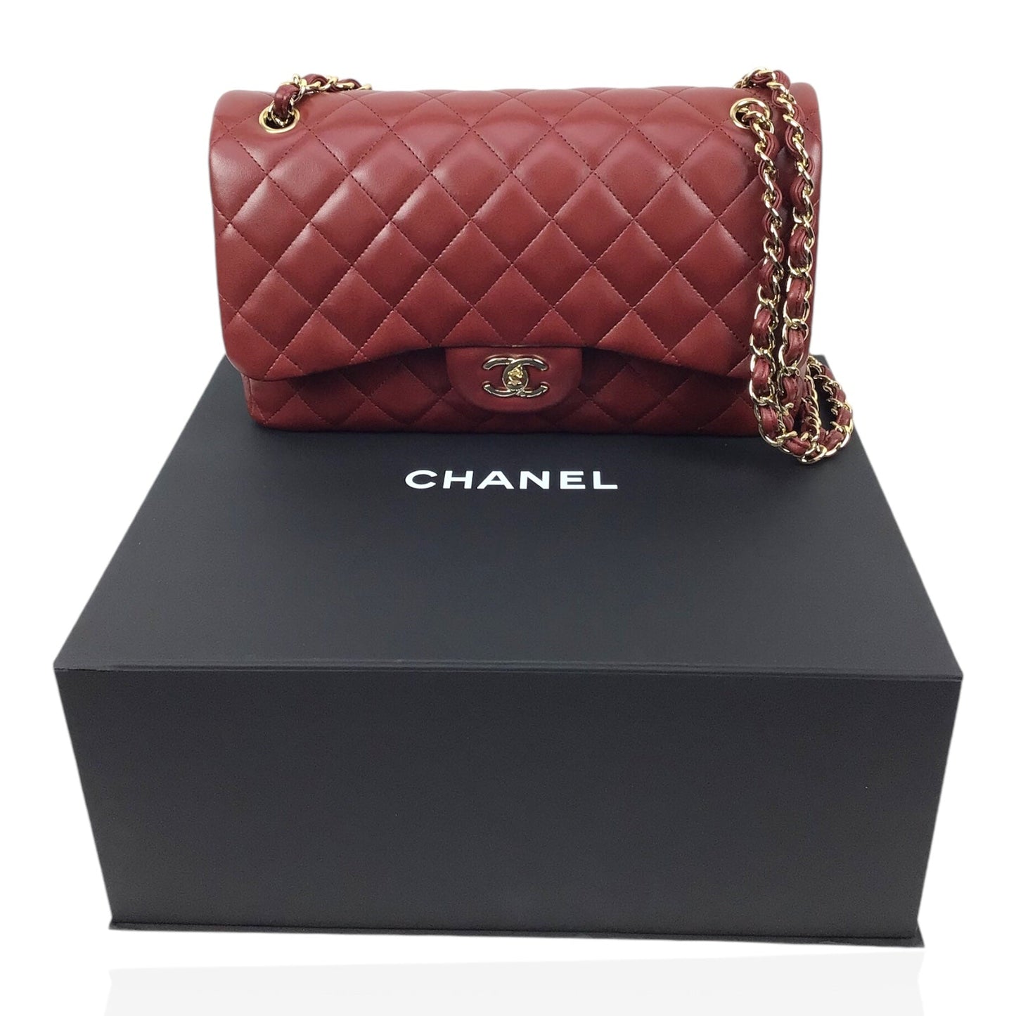 Chanel Jumbo Double Flap in Burgundy Lambskin Leather