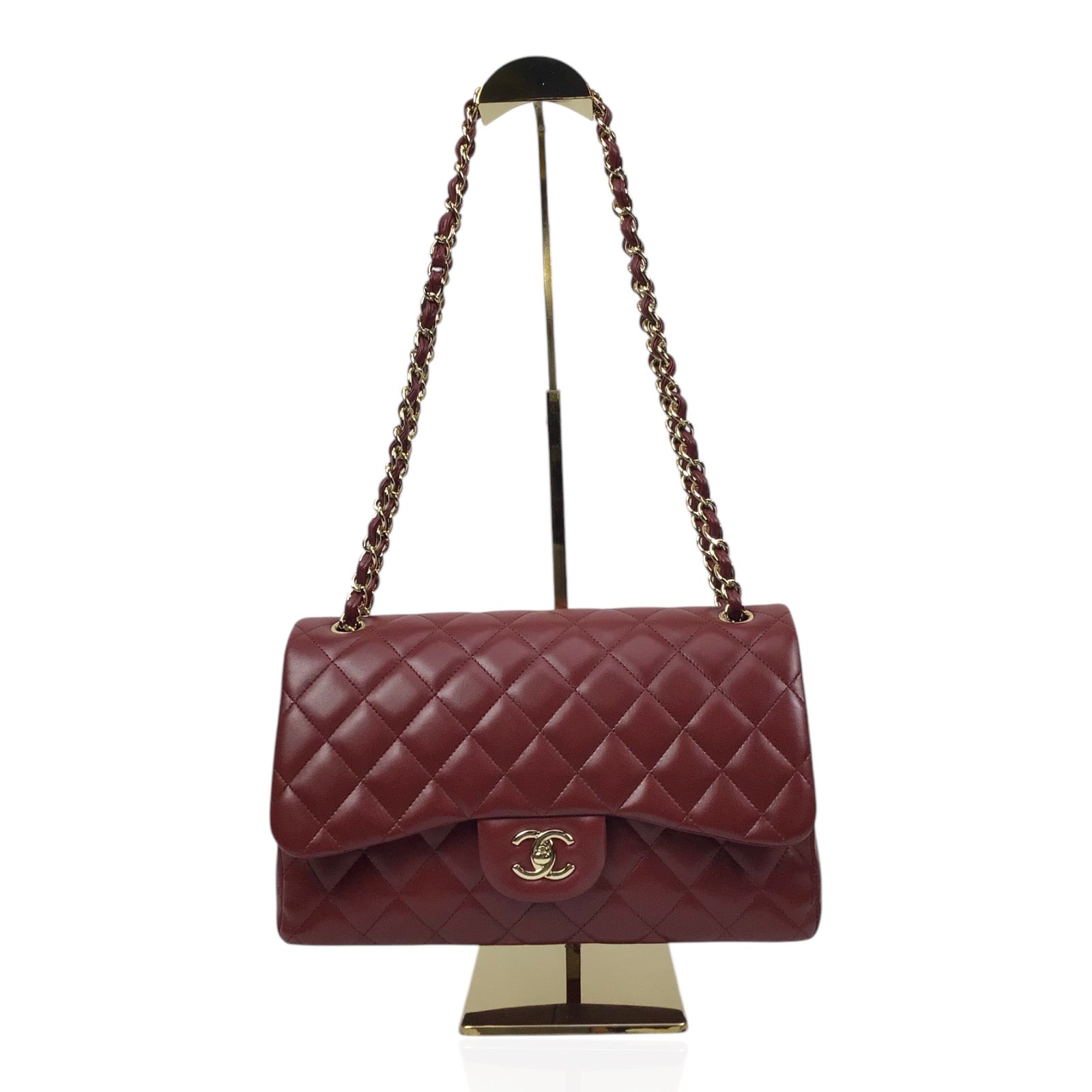 Chanel Jumbo Double Flap in Burgundy Lambskin Leather