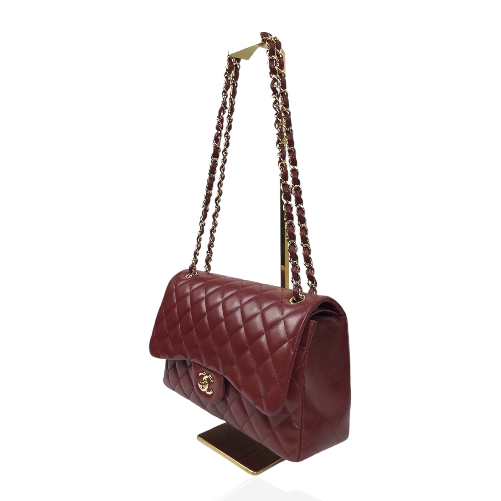 Chanel Jumbo Double Flap in Burgundy Lambskin Leather