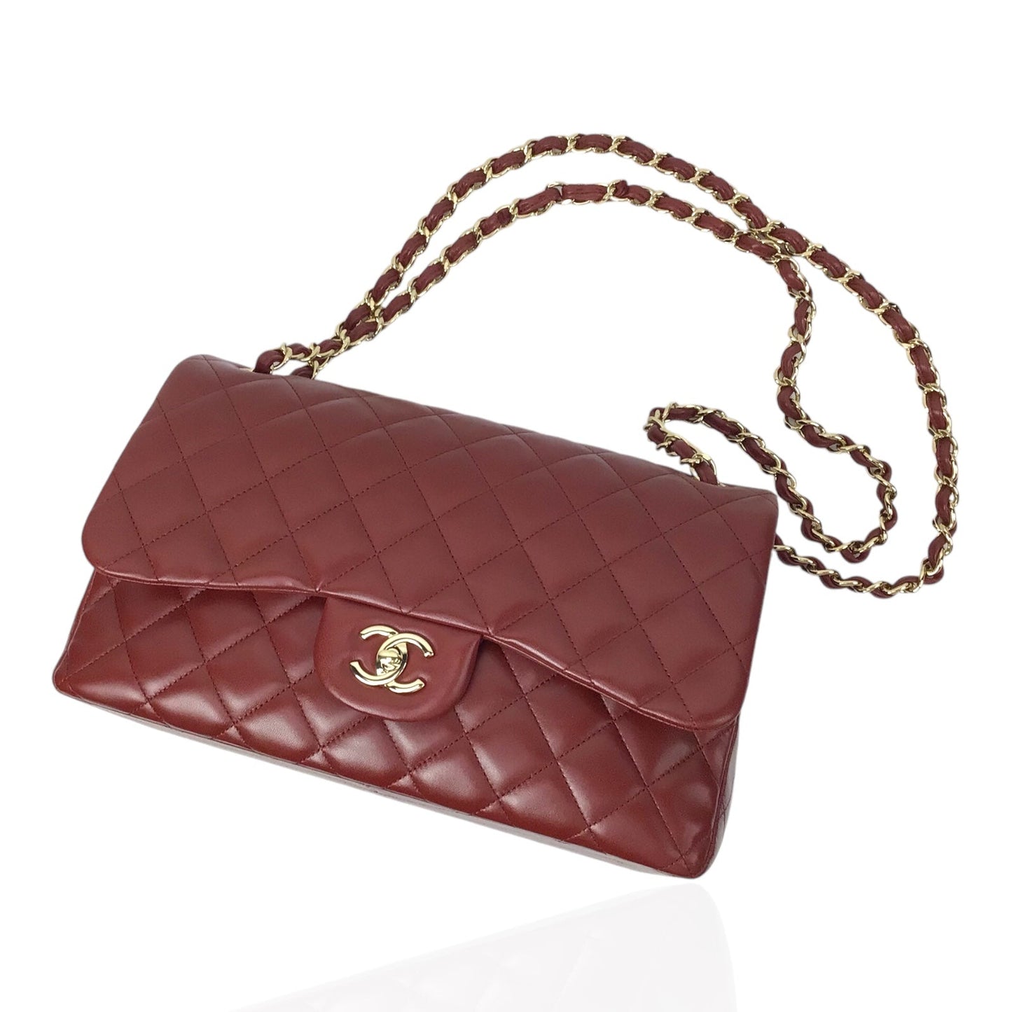 Chanel Jumbo Double Flap in Burgundy Lambskin Leather