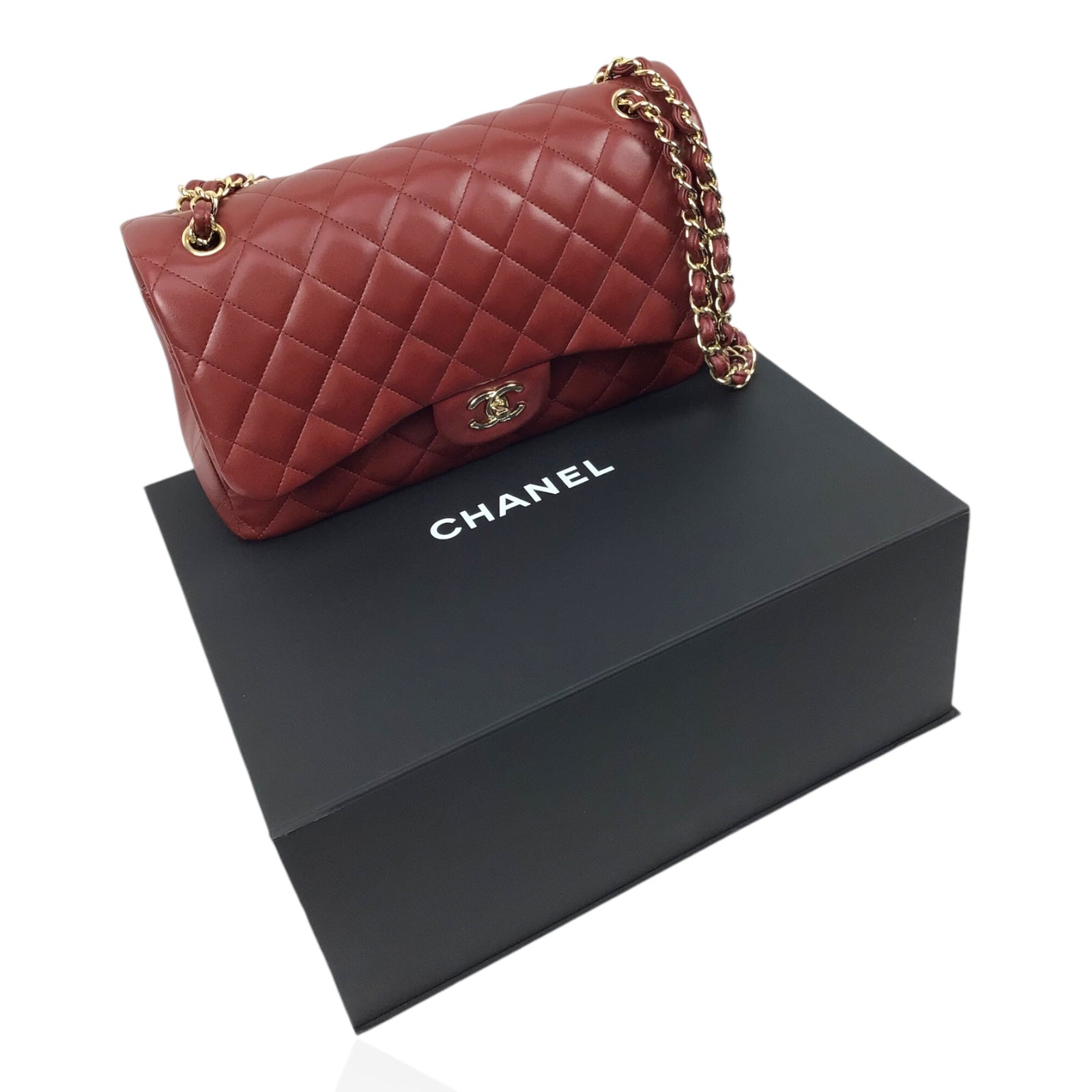 Chanel Jumbo Double Flap in Burgundy Lambskin Leather