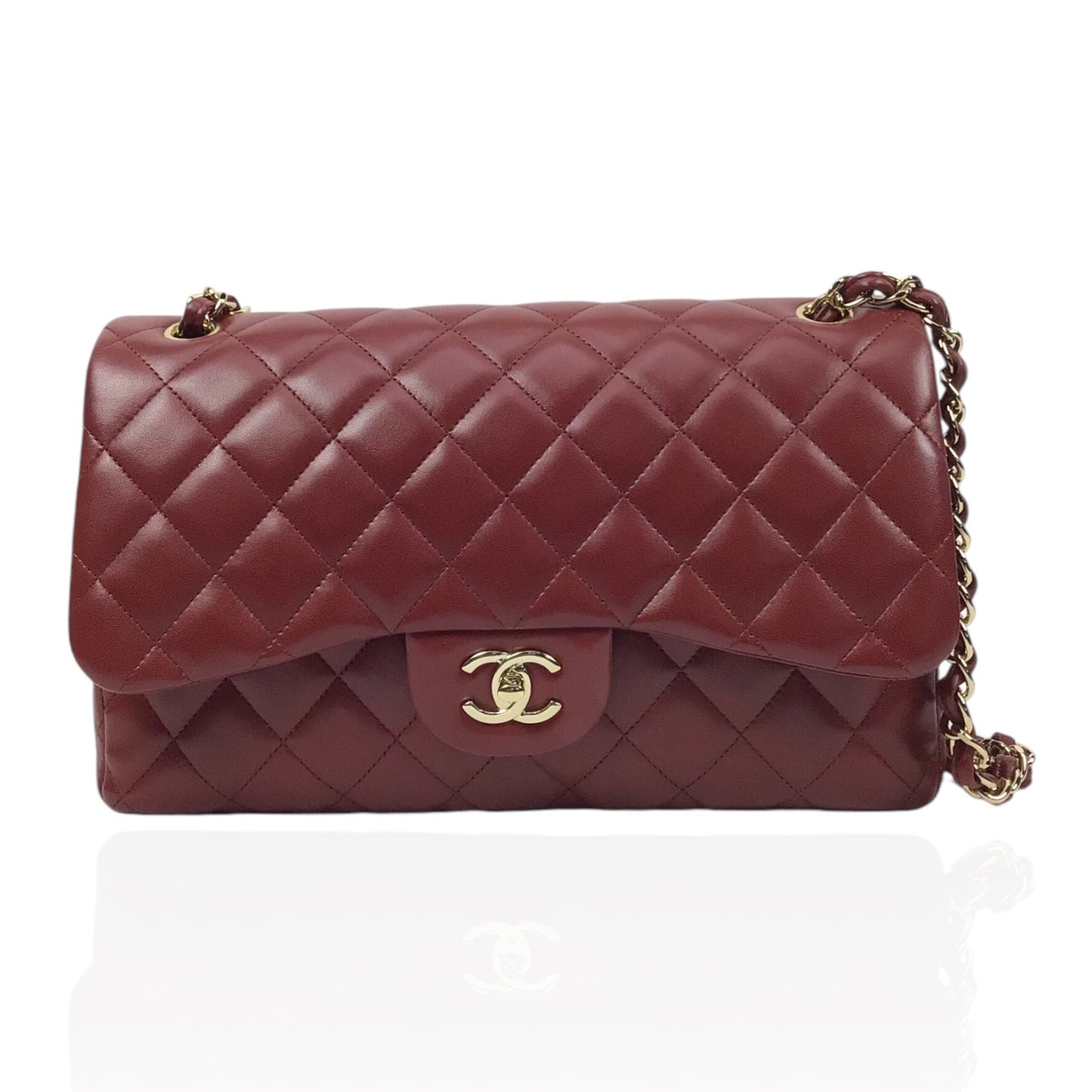 Chanel Jumbo Double Flap in Burgundy Lambskin Leather