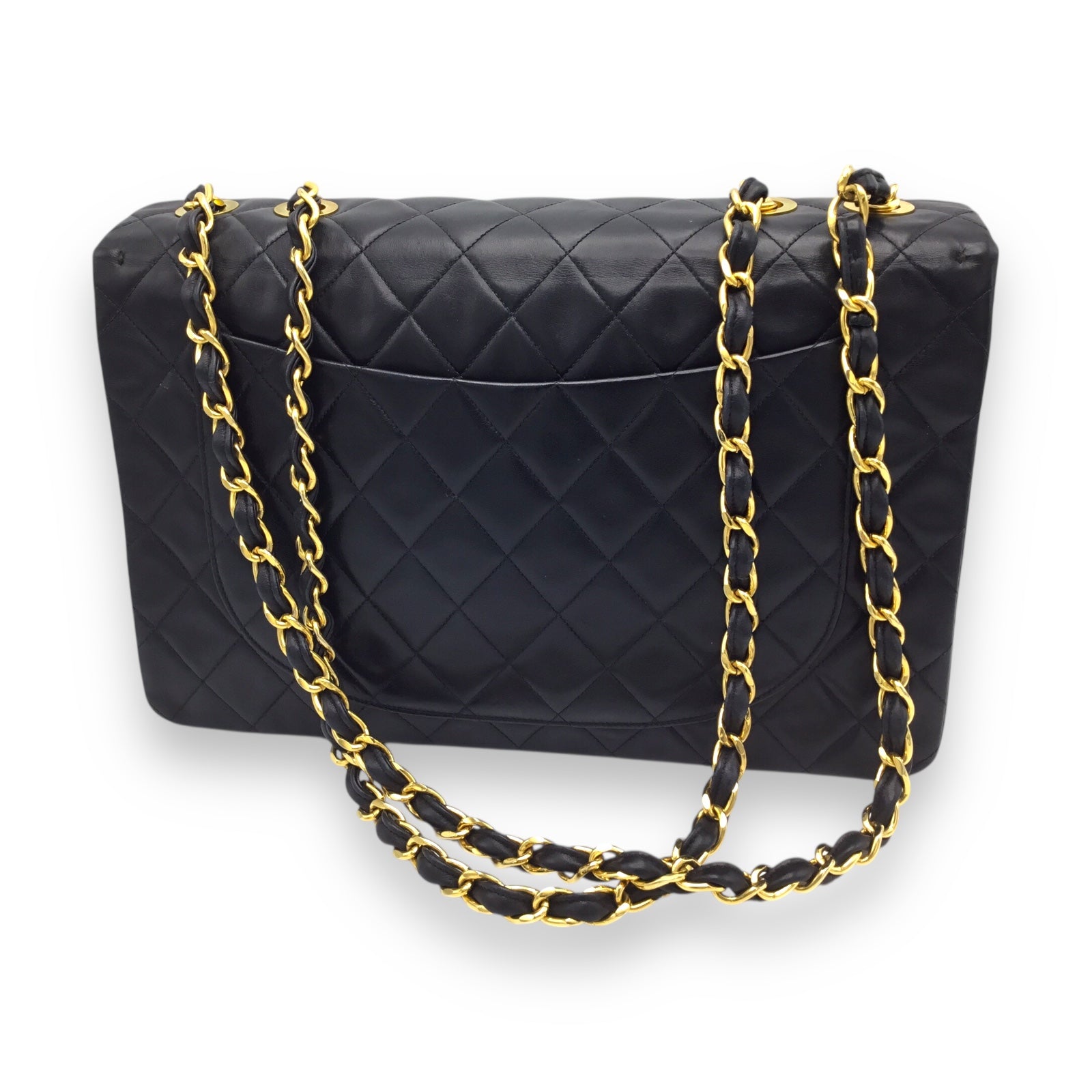 Chanel Jumbo Vintage Classic Flap Designer Handbag Black Lambskin