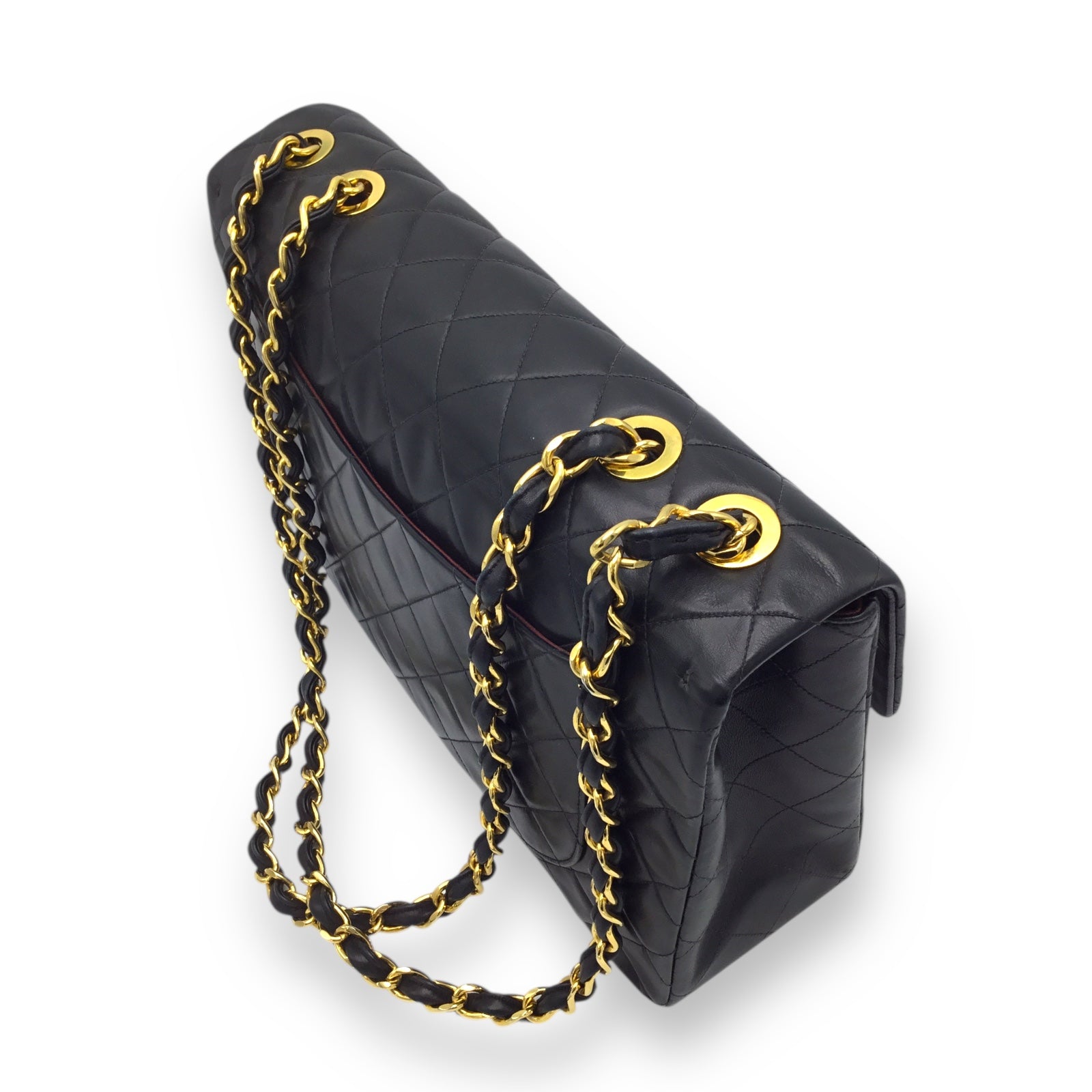 Chanel Jumbo Vintage Classic Flap Designer Handbag Black Lambskin