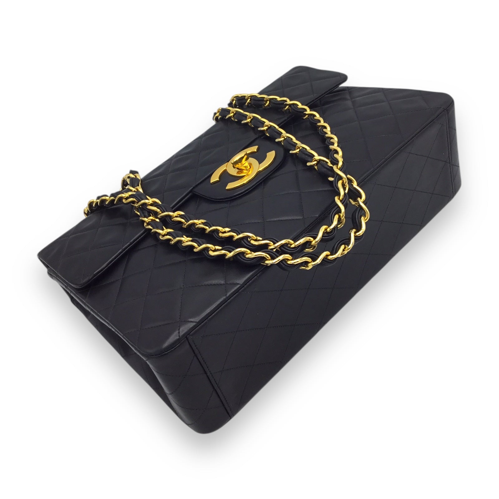 Chanel Jumbo Vintage Classic Flap Designer Handbag Black Lambskin