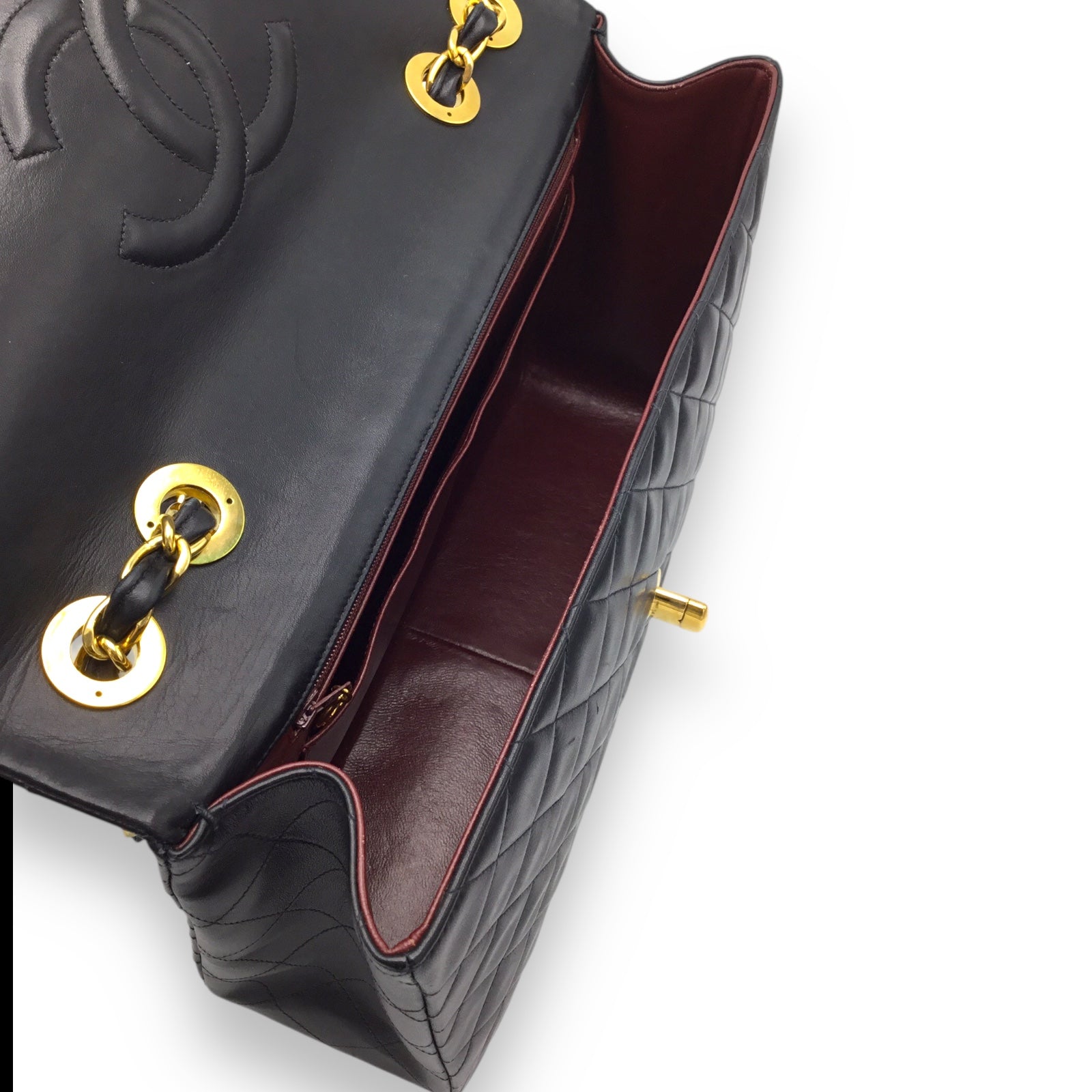 Chanel Jumbo Vintage Classic Flap Designer Handbag Black Lambskin