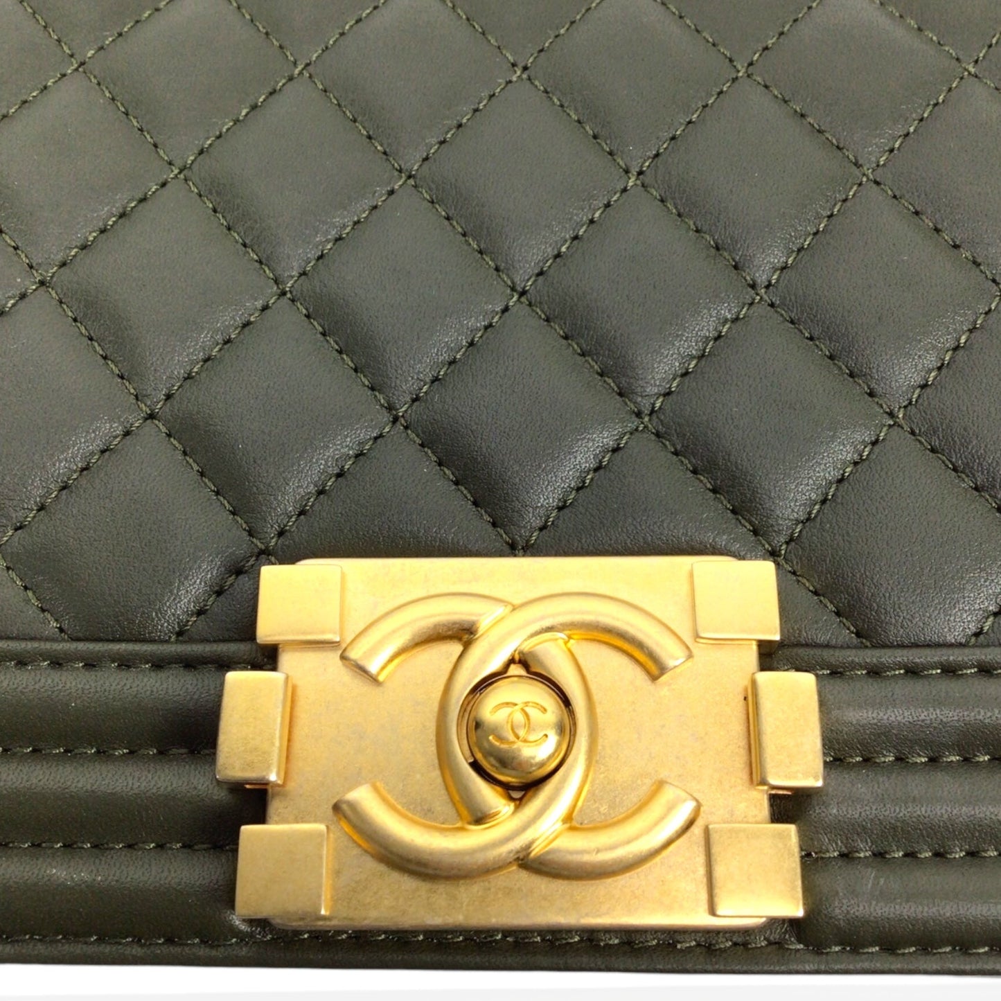 Chanel Medium Boy Bag in Khaki Quilted Lambskin